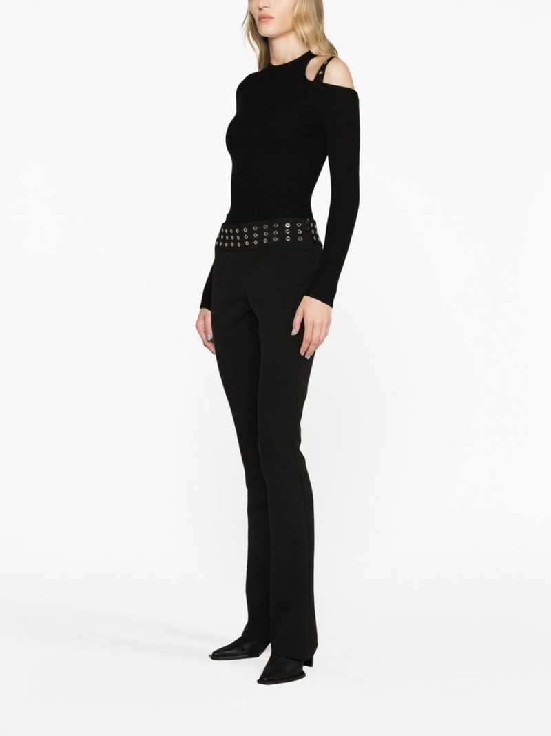 eyelet-embellished flared trousers 4