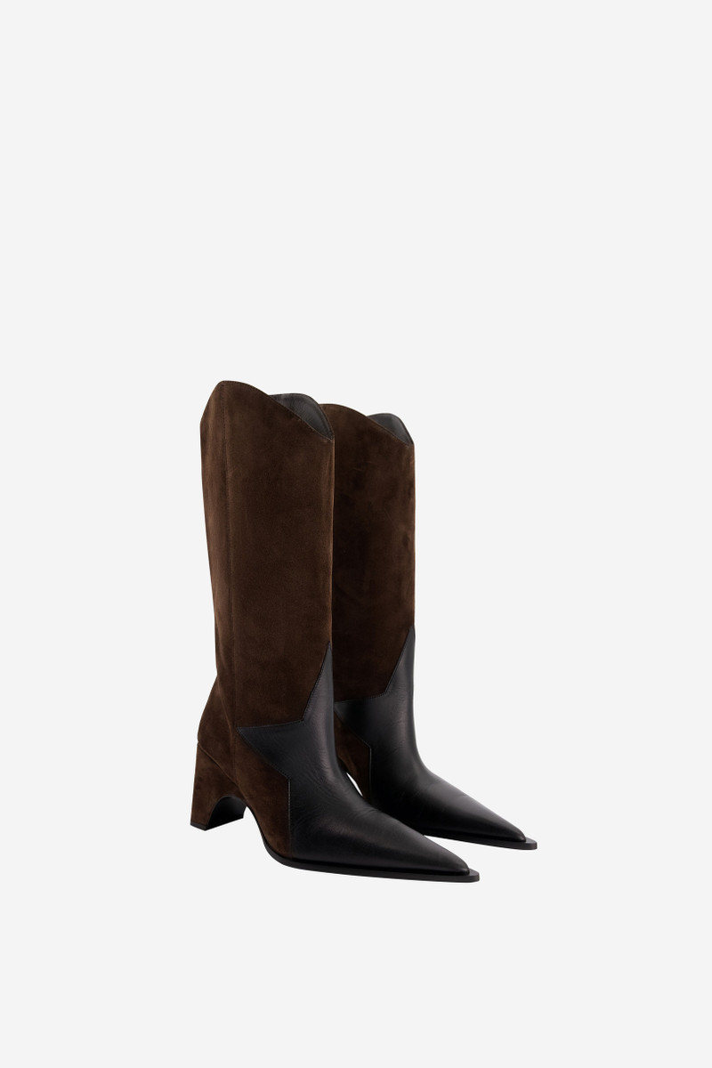 Suede Star Cut-Out Bridge Cowboy Boot 3