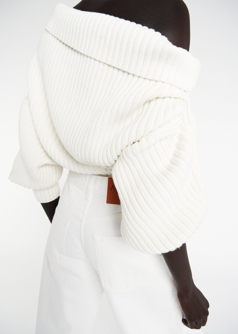 HEAVY RIB SWEATER WITH BUTTONS IVORY 6
