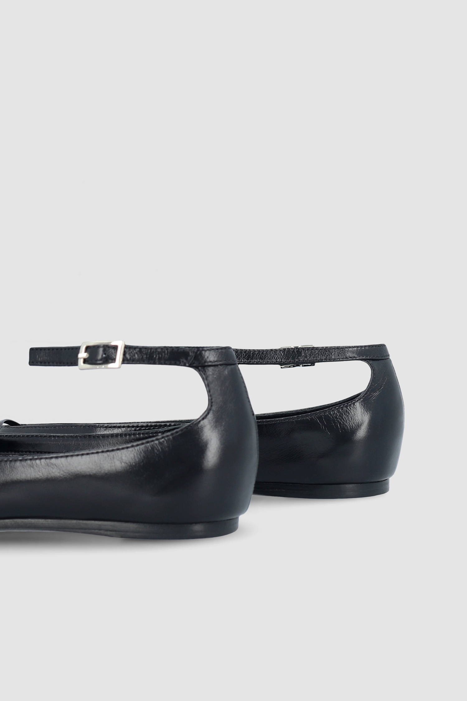 MARGOT BLACK CREASED CALF LEATHER FLAT - 4