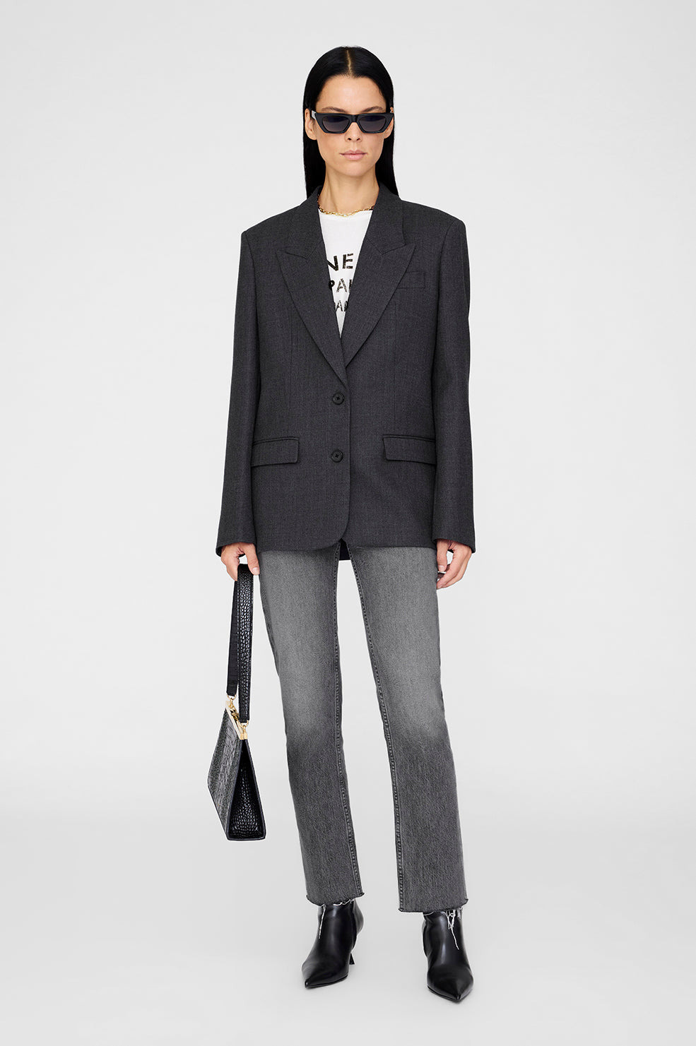 Ross Single-Breasted Blazer - Dark Heather Grey - 5