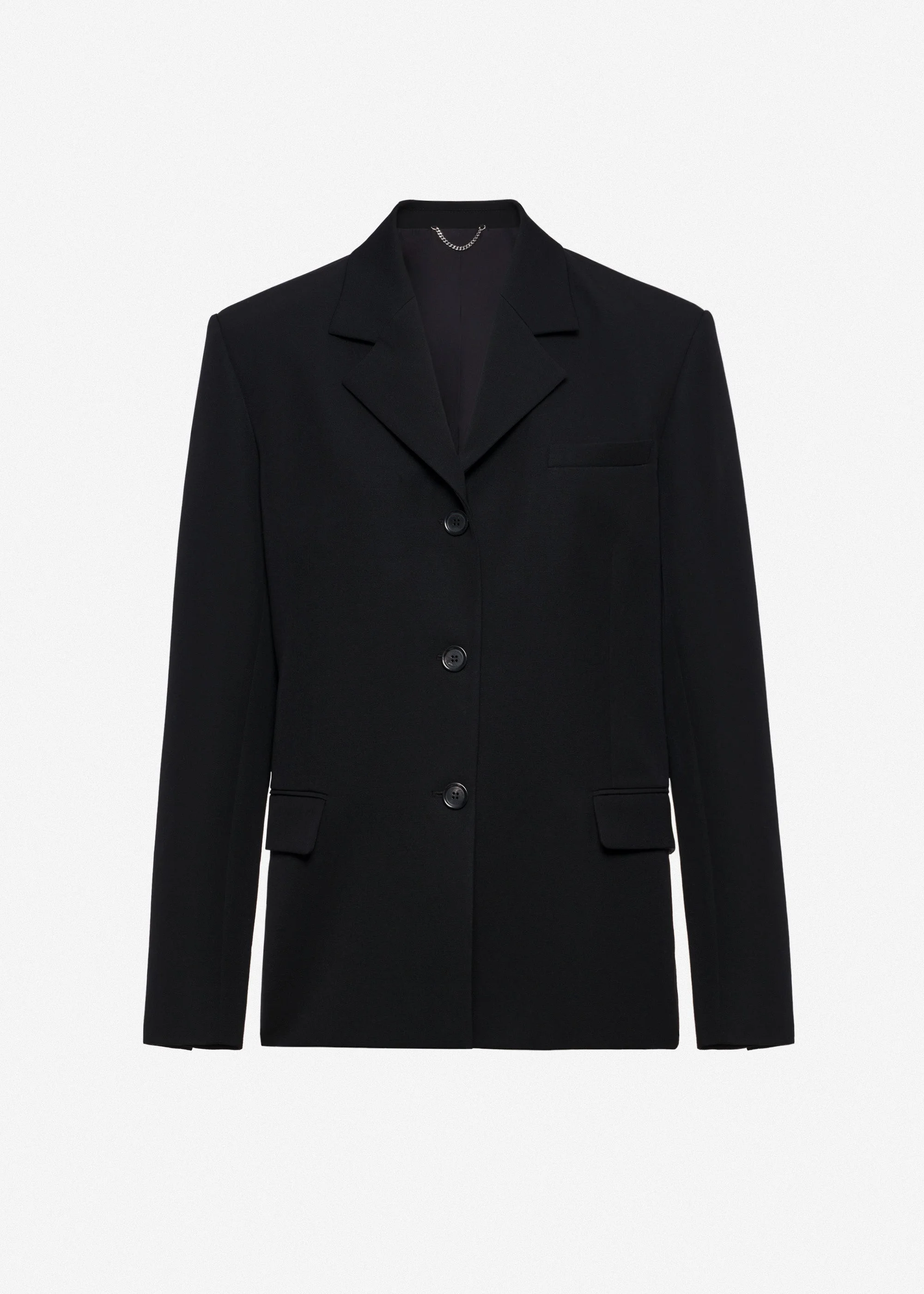 Straight-cut wool blazer in black - 1