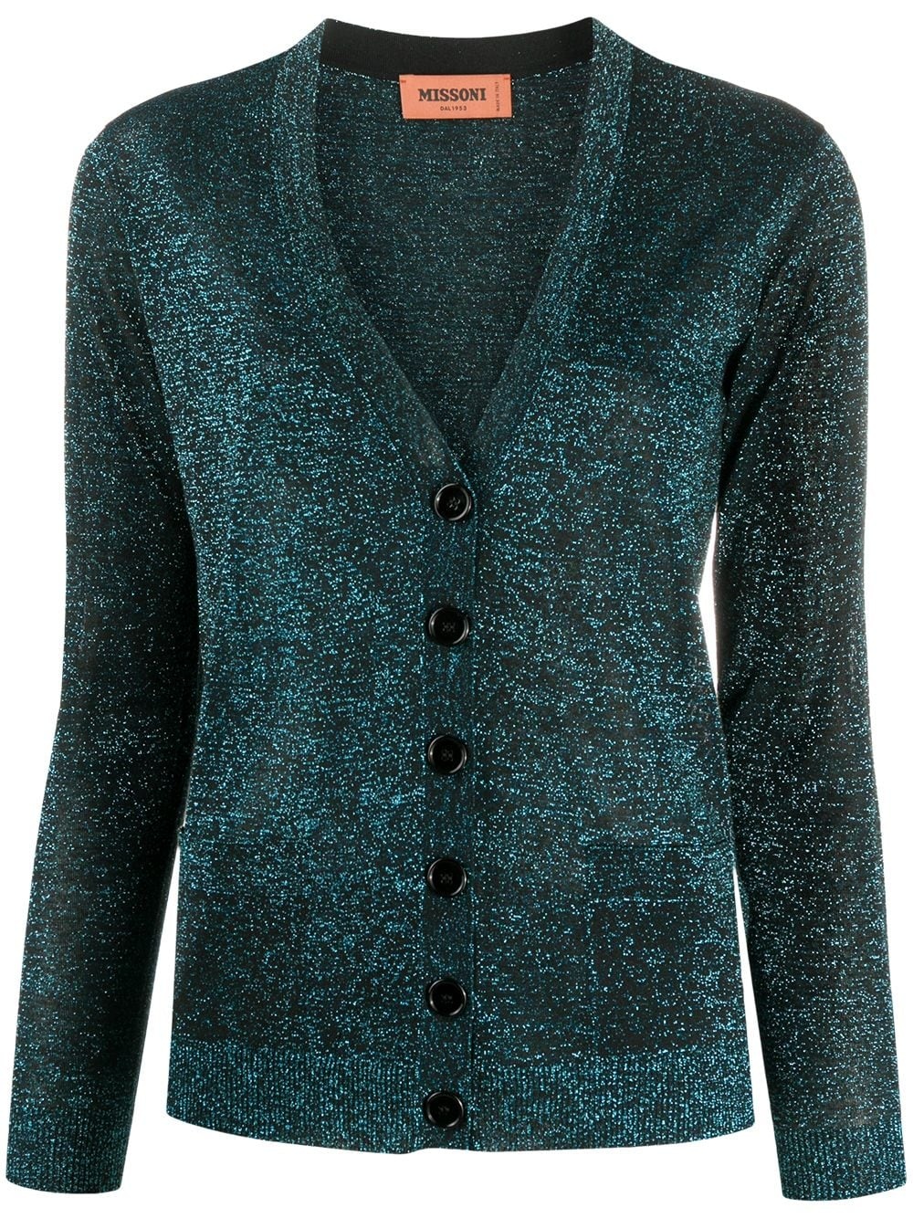 metallic-thread knit cardigan - 1