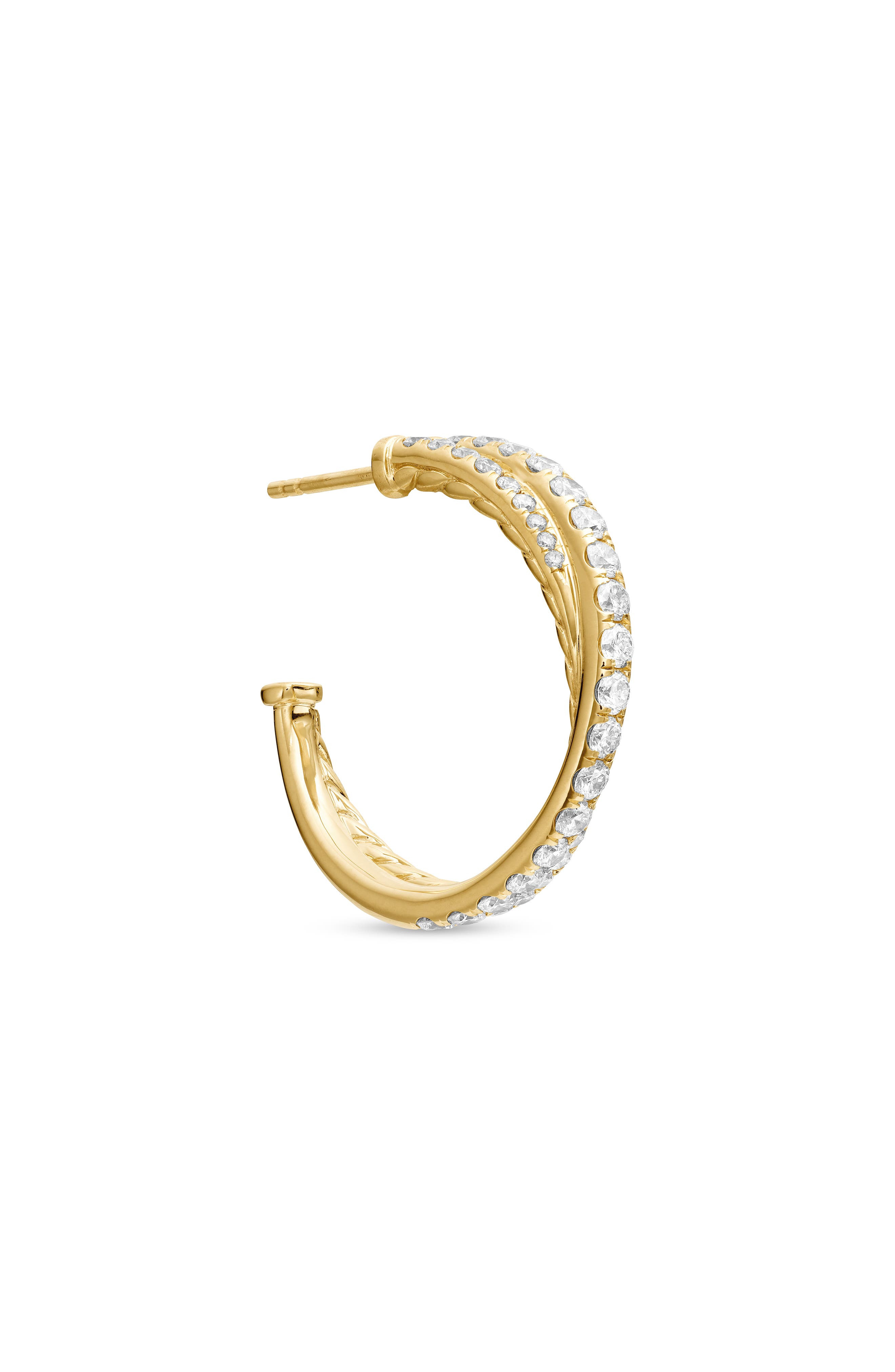 David Yurman Pavé Diamond Crossover Hoop Earrings in 18K Yellow Gold at Nordstrom - 4