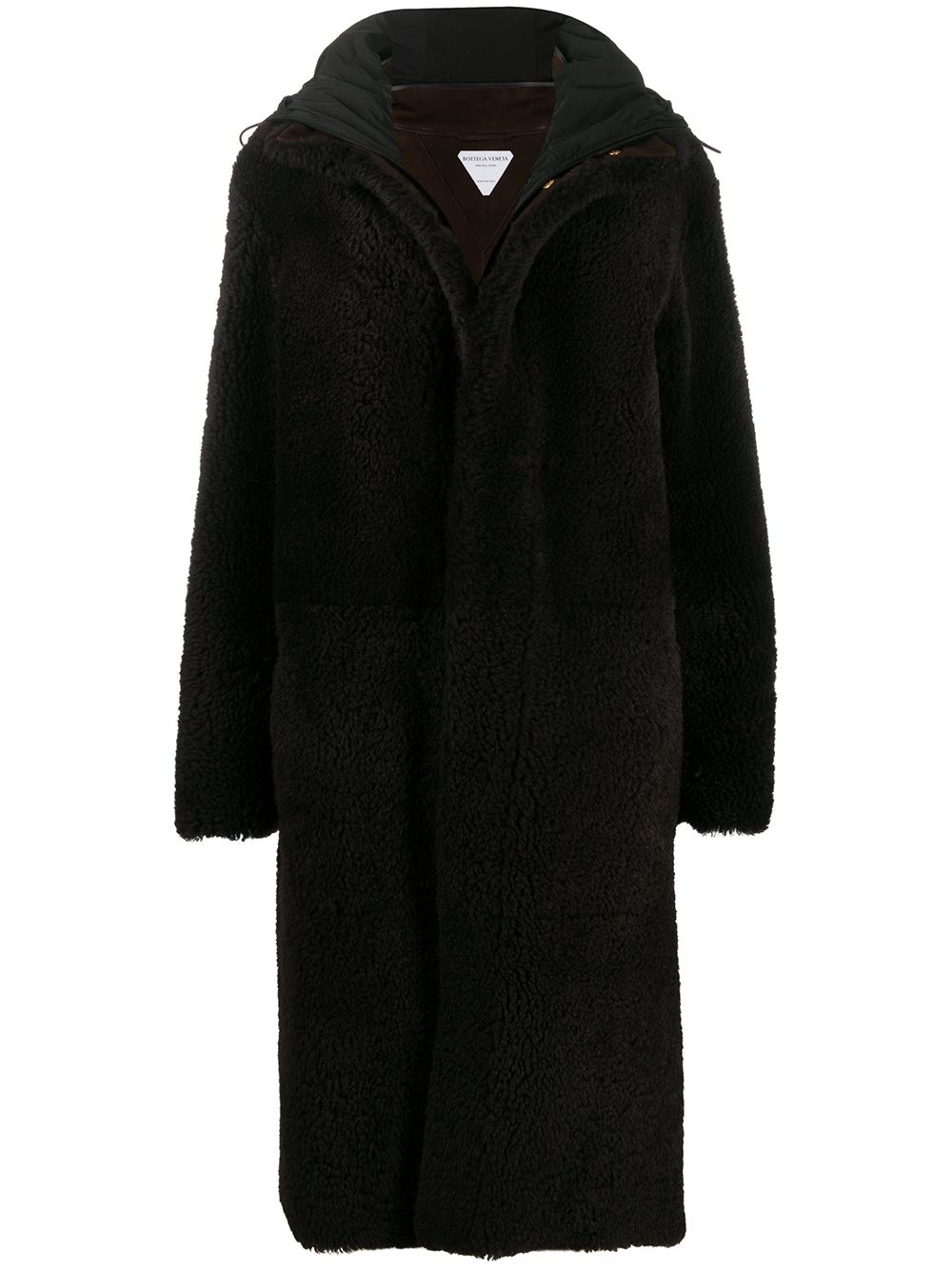 hooded shearling coat - 1