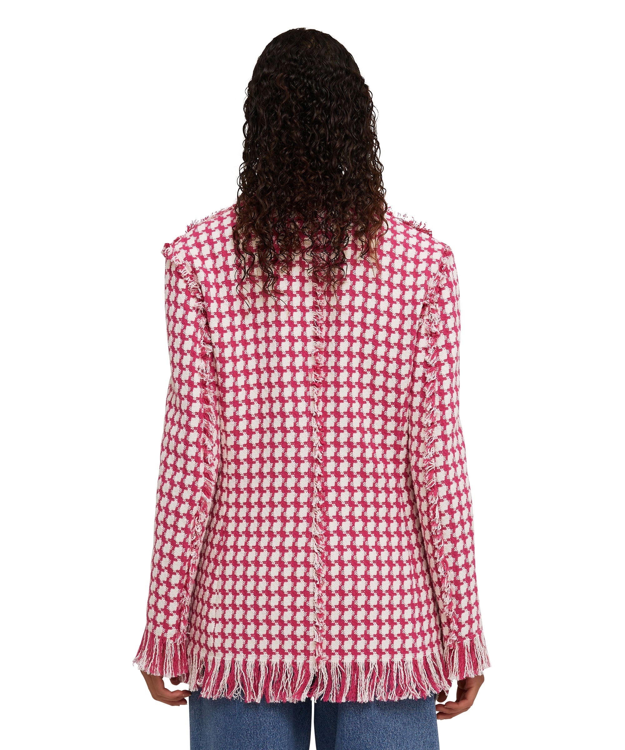 Double-breasted houndstooth blazer with lapel collar - 3