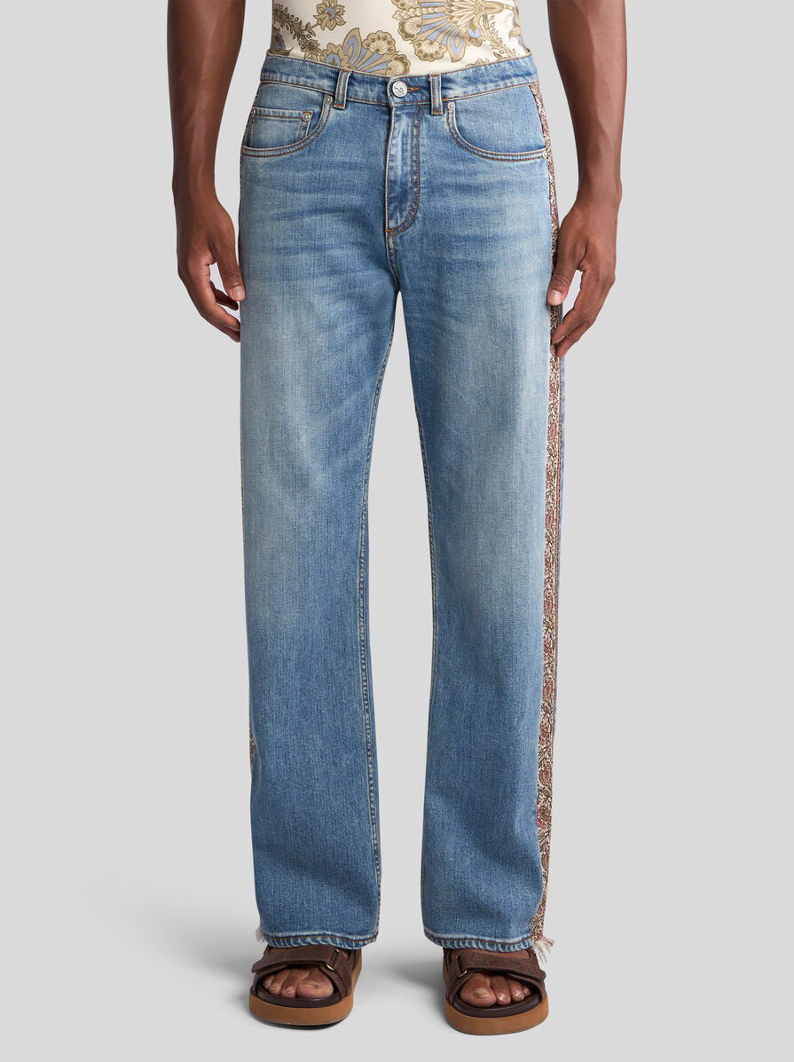 STRAIGHT-LEG JEANS WITH DECORATIVE BANDS - 2