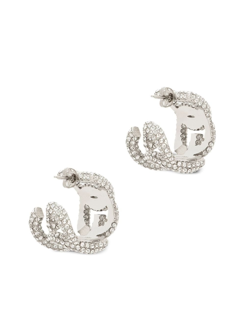 logo crystal-embellished earrings - 3