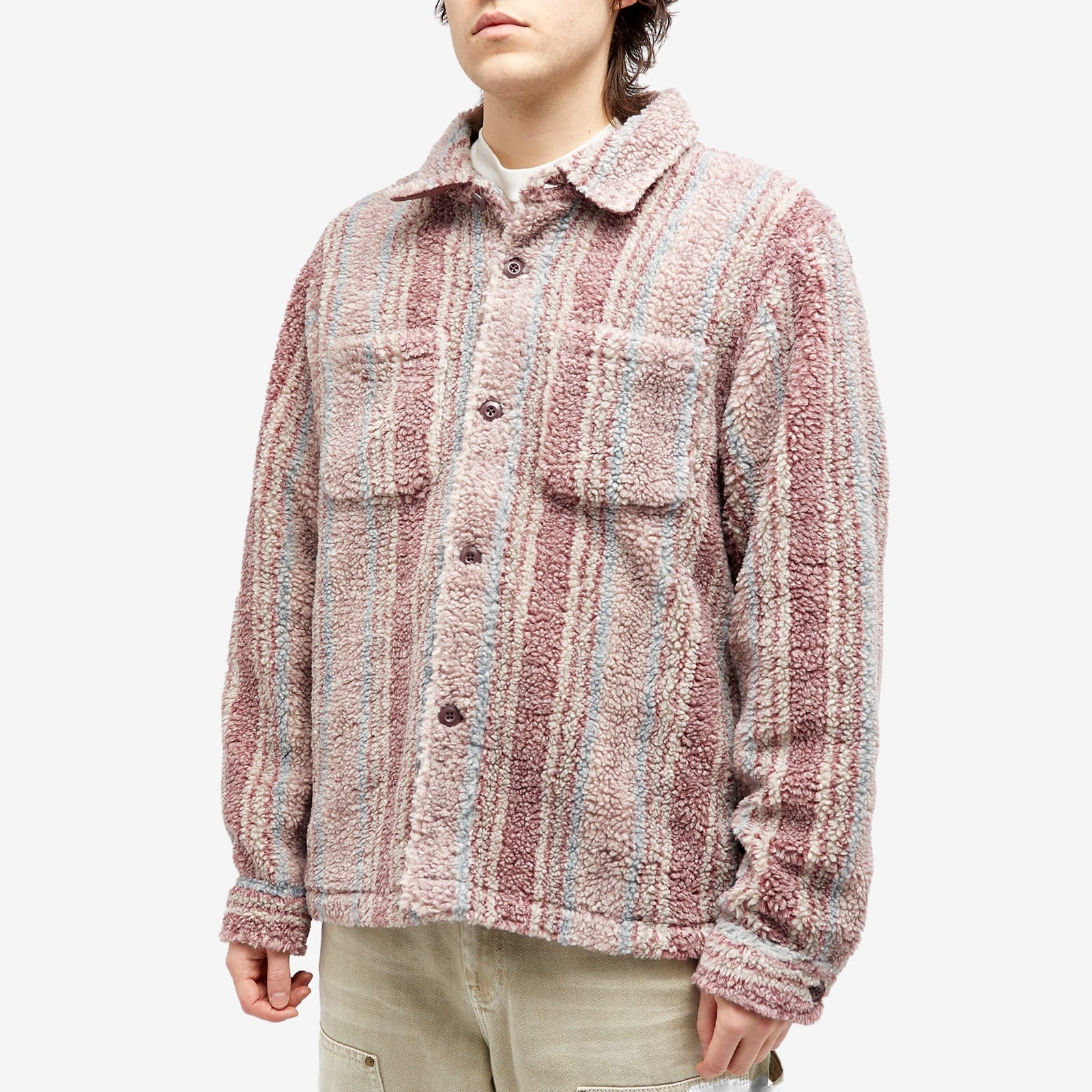 Stussy Stripe Sherpa Shirt - 2