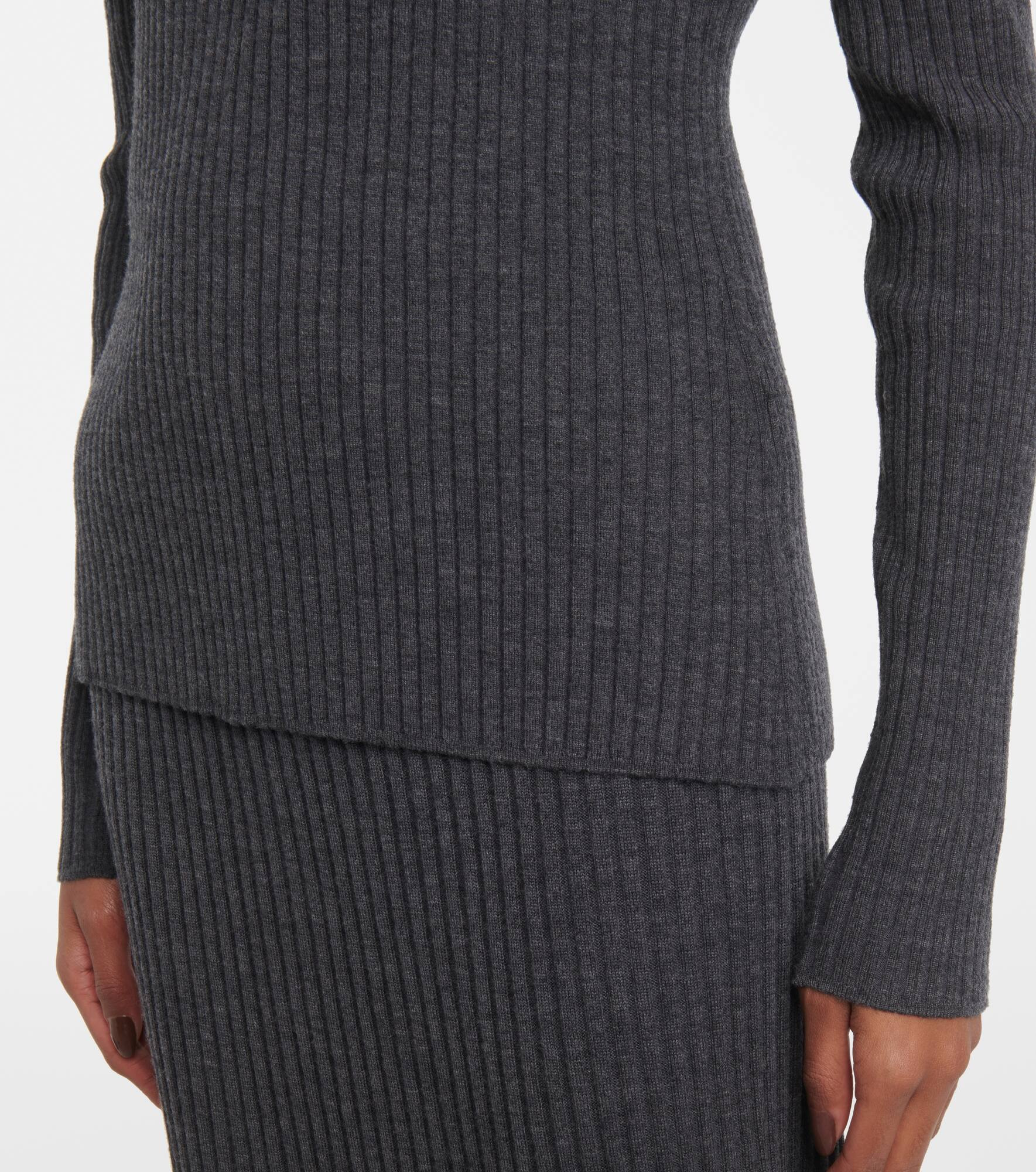 Ribbed-knit wool polo shirt - 5