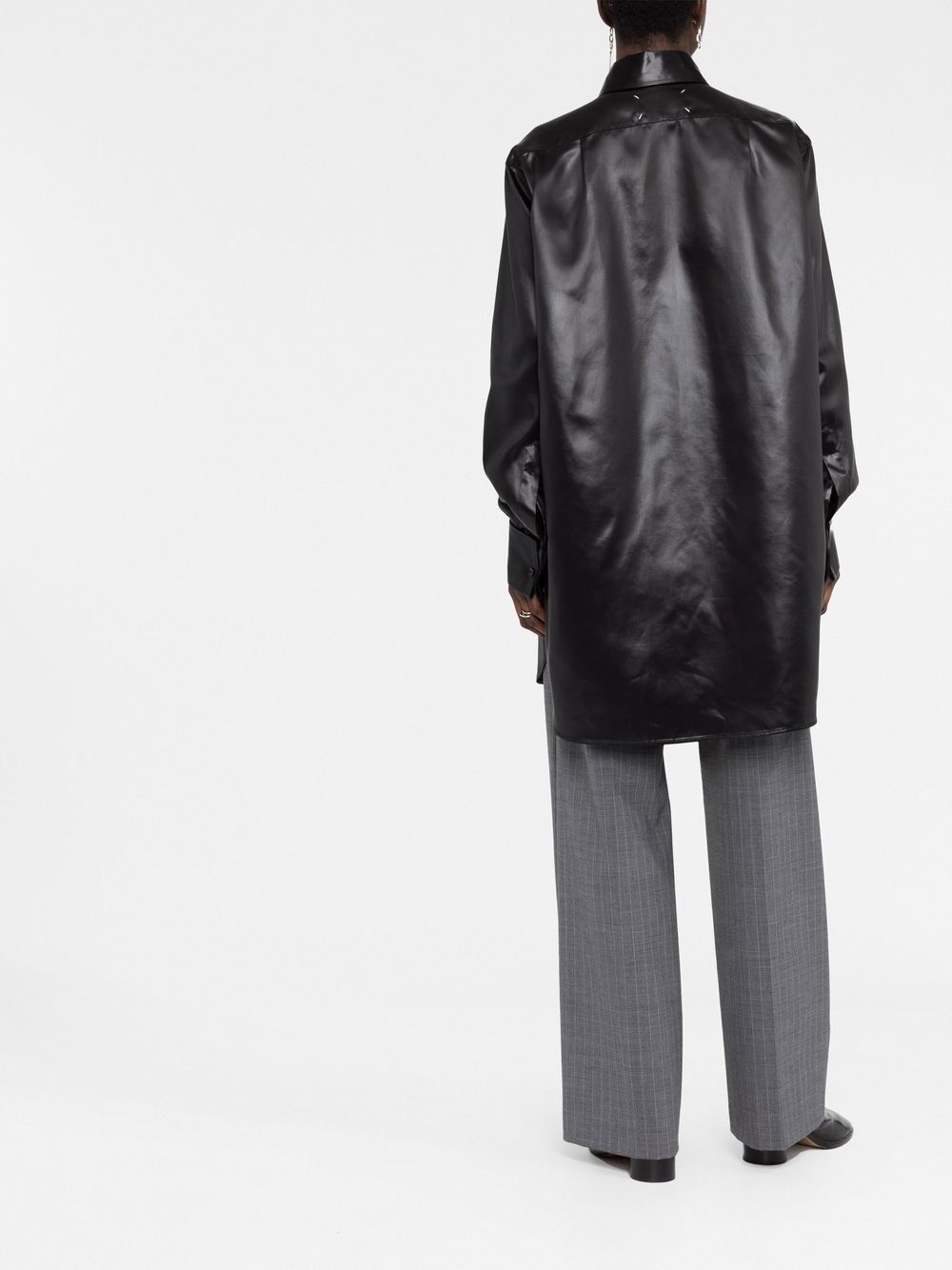 faux-leather long-sleeved shirt - 6