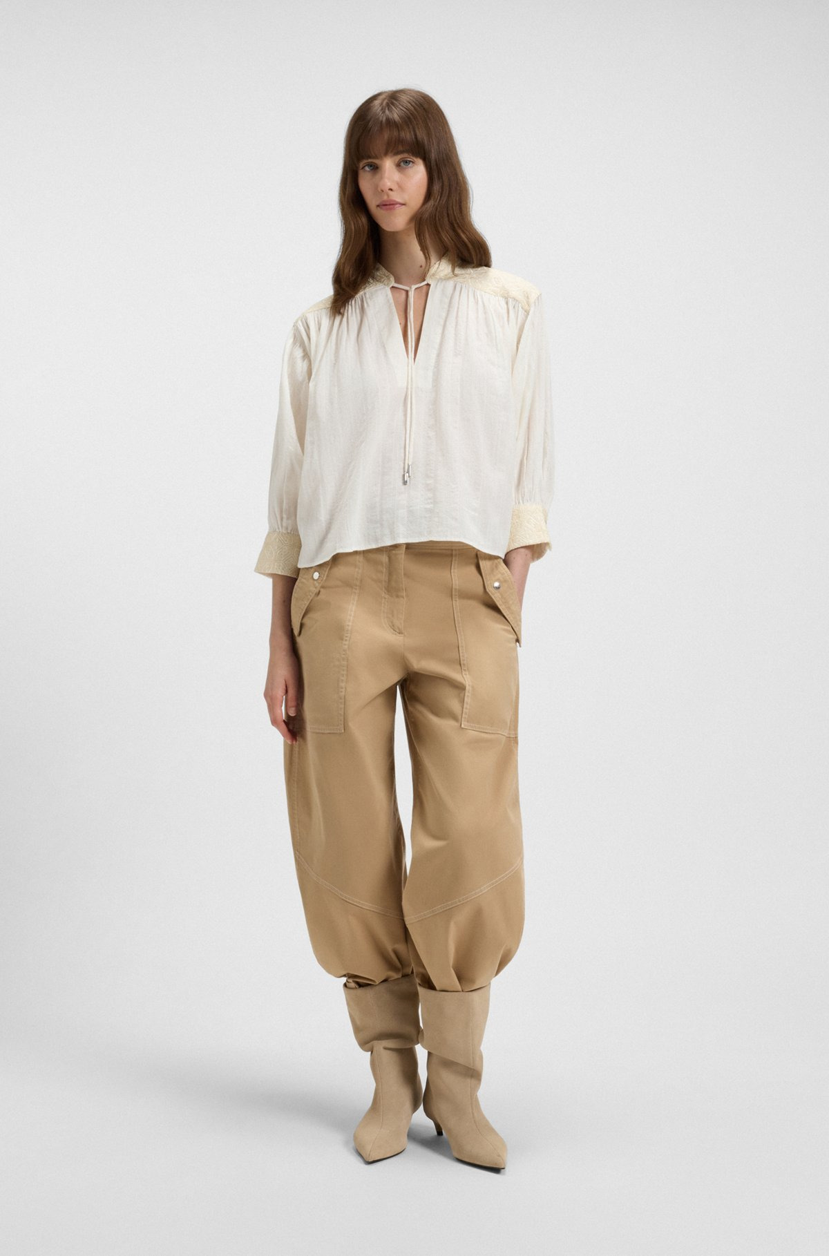 REGULAR-FIT BLOUSE IN DOBBY COTTON VOILE - 3