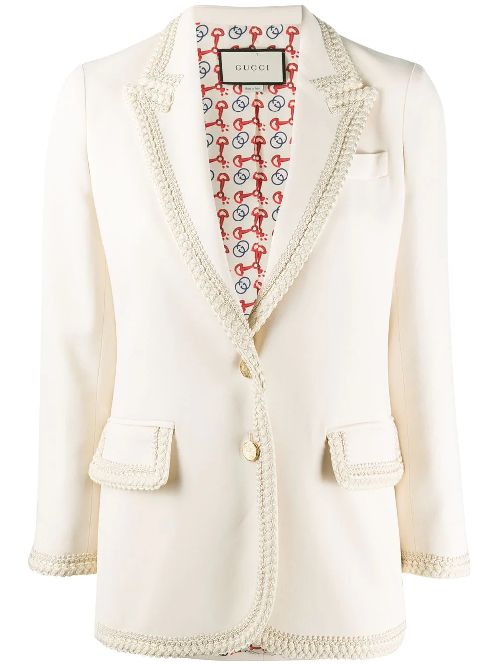 braided trim single-breasted blazer - 1