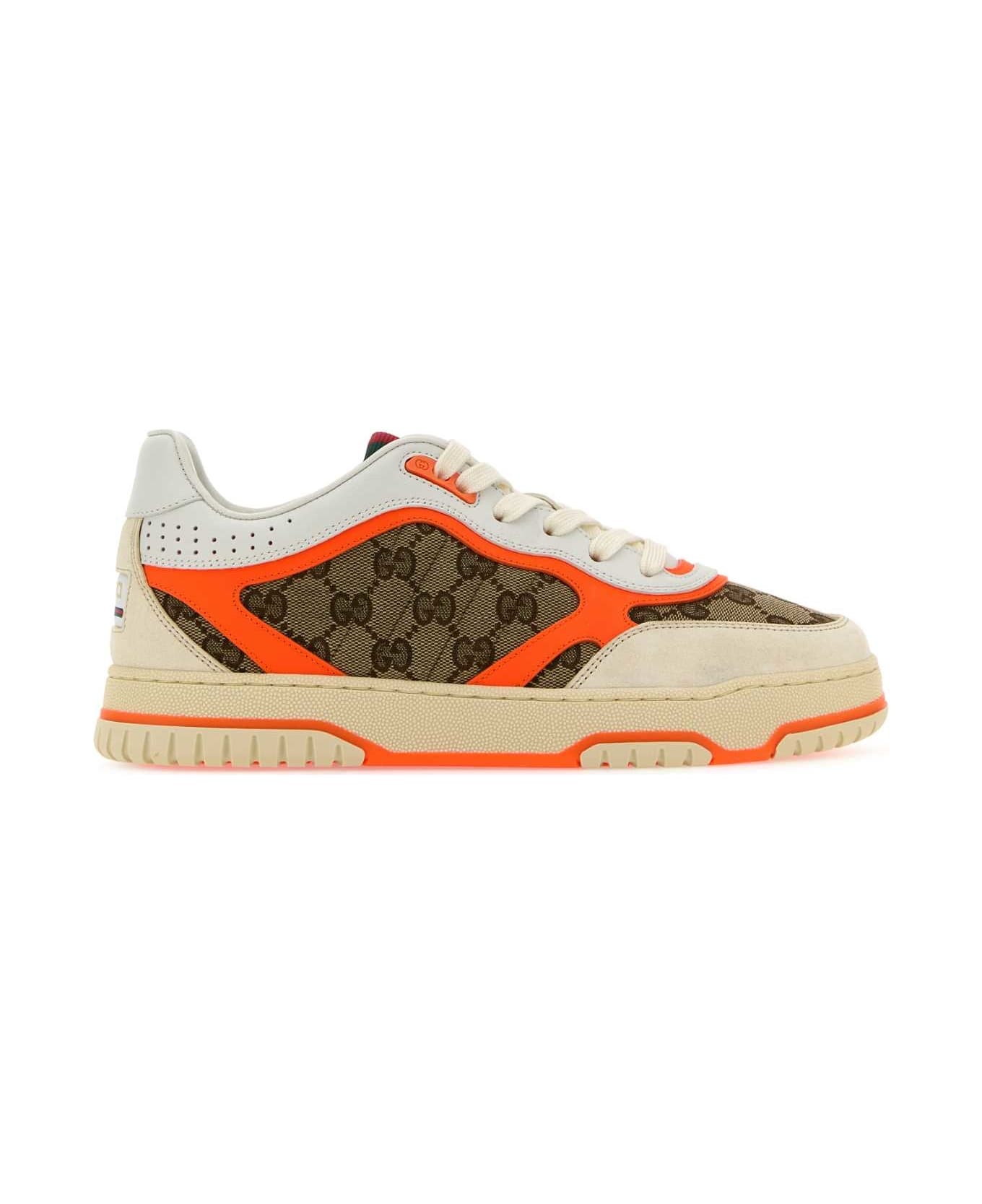 Multicolor Leather And Gg Supreme Fabric Re-web Sneakers - 1