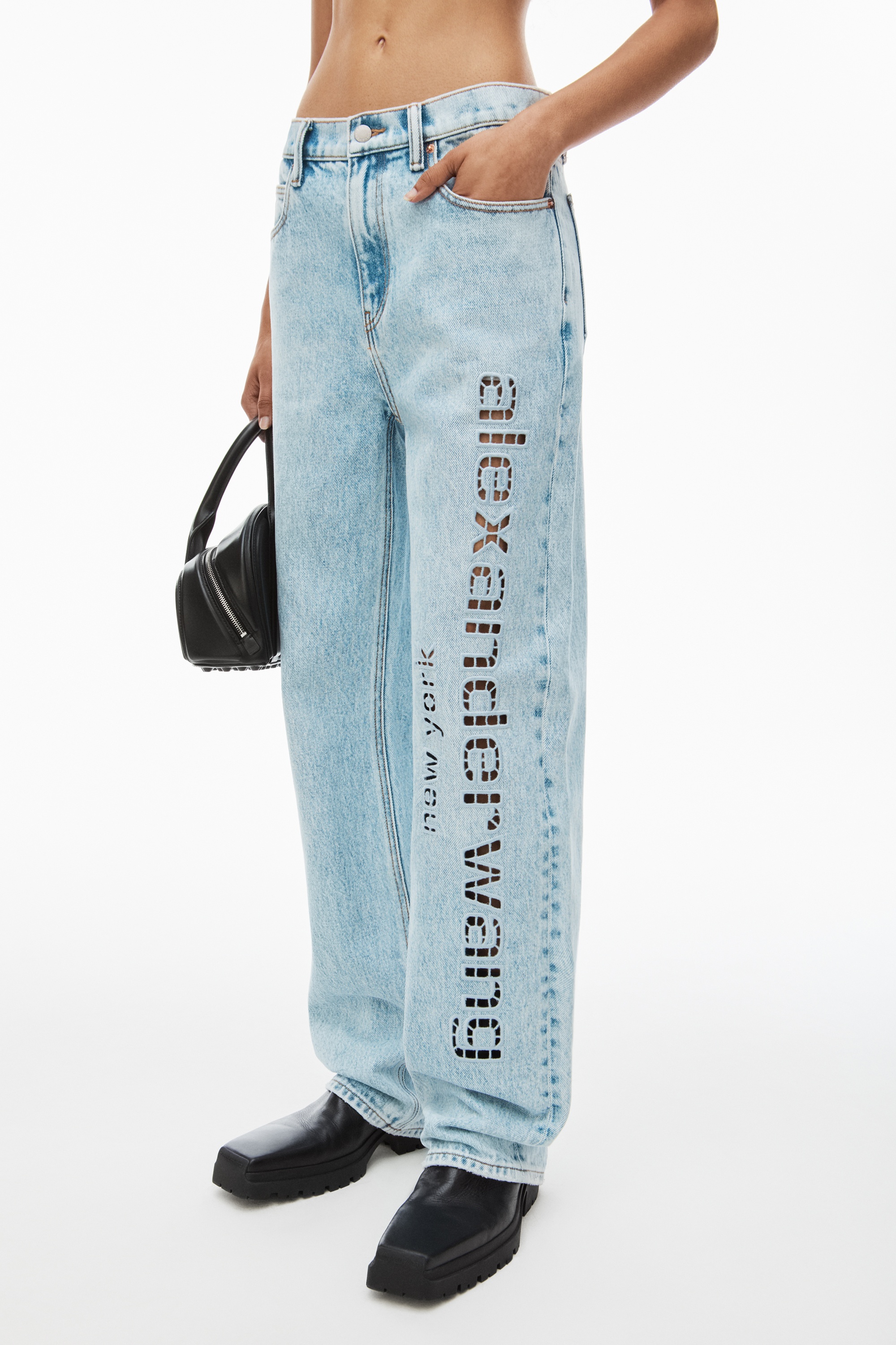 EZ cut-out logo denim jean - 3