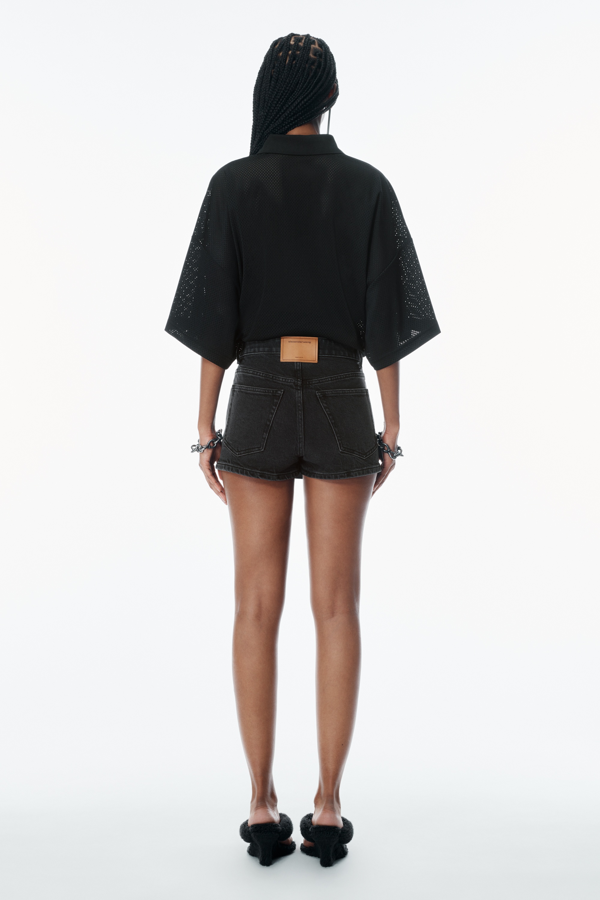 Mid Rise Mini Skort in Comfort Denim Stretch - 4