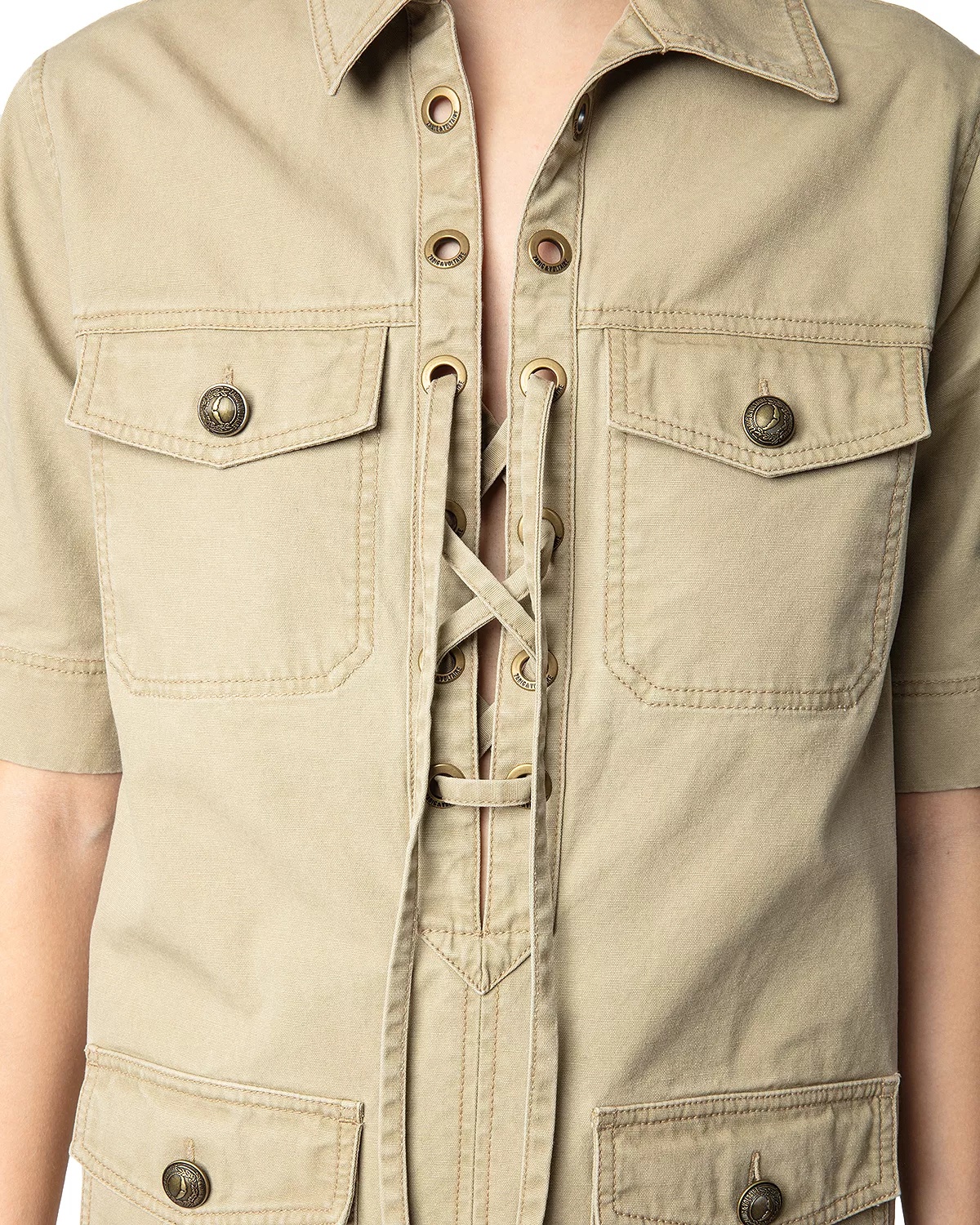 Record Military Cotton Mini Dress - 5