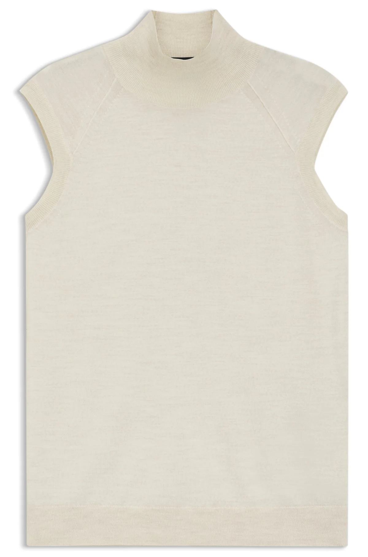 SLEEVELESS TOP IN MERINO WOOL WITH MOCK NECK - 1