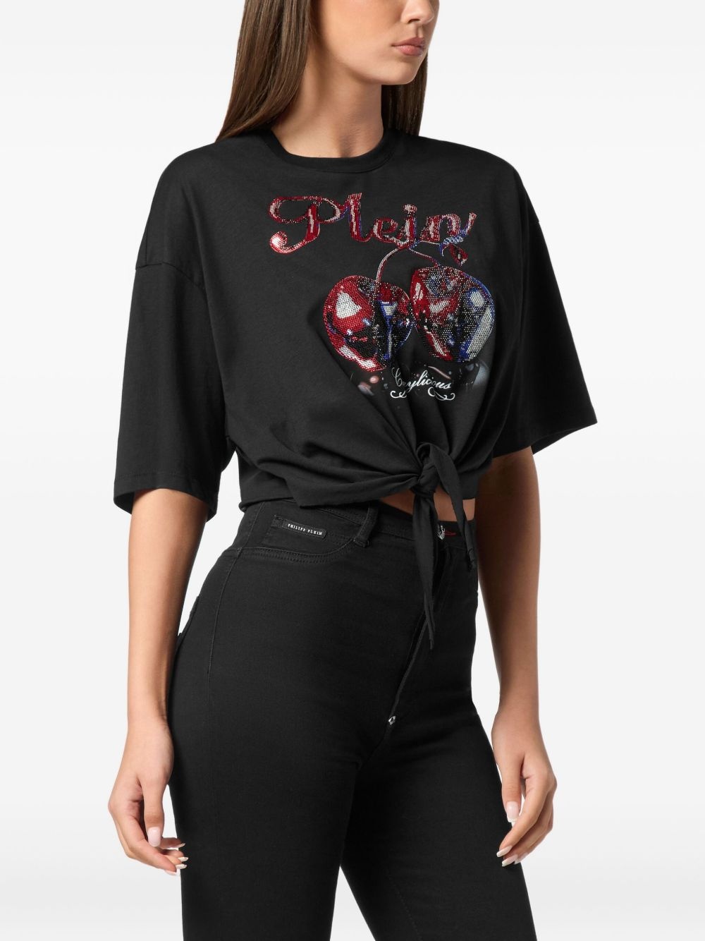 Bow Cherry-print cropped T-Shirt - 3