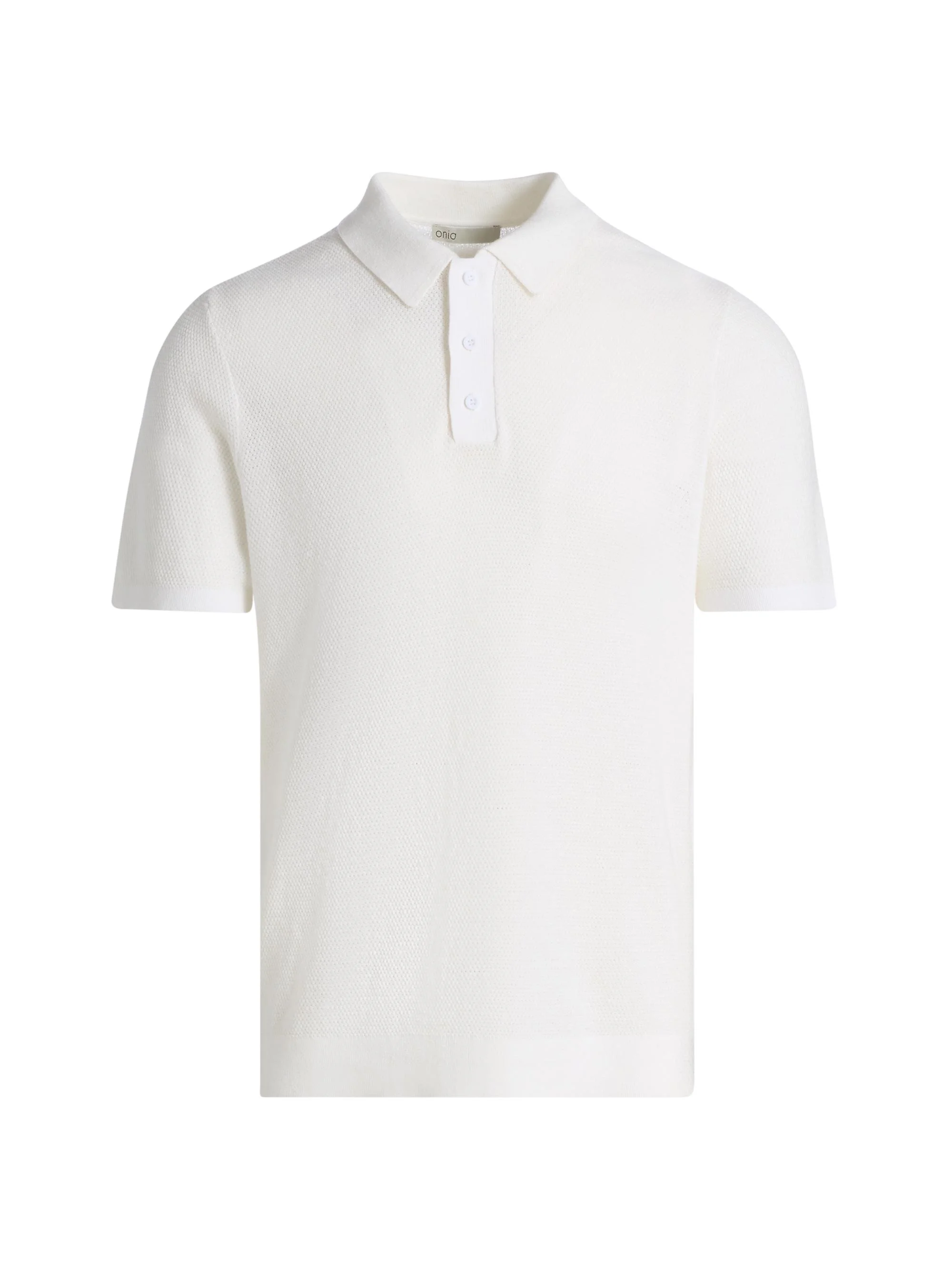 Men's Textured Knit Polo Shirt - White - 1