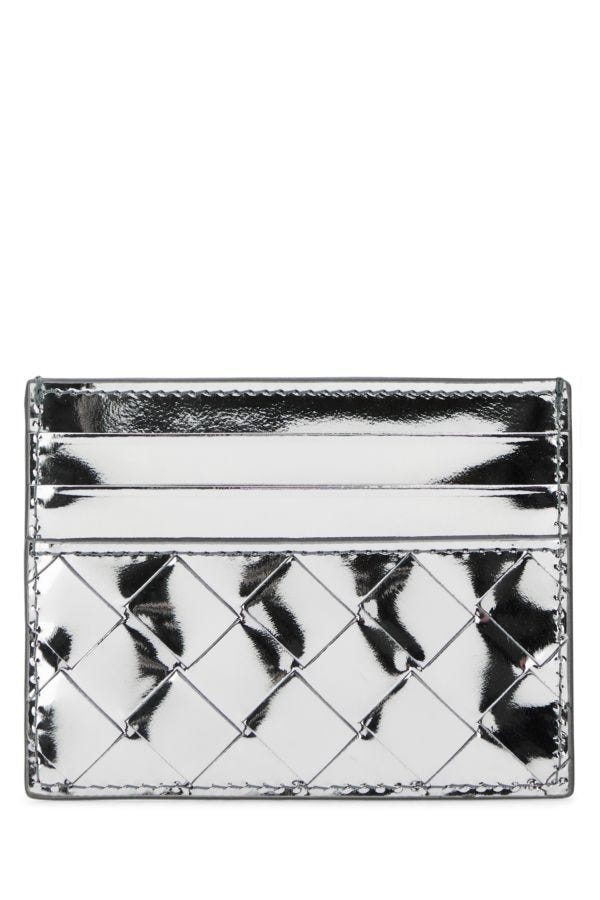 Bottega Veneta Woman Silver Leather Card Holder - 3