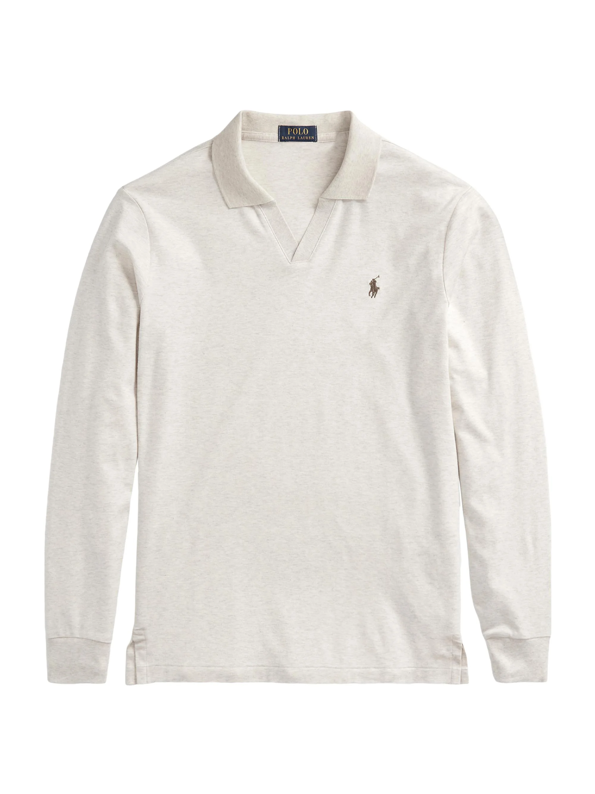 Men's Interlock Cotton Long-Sleeve Polo Shirt - American Heather - 1
