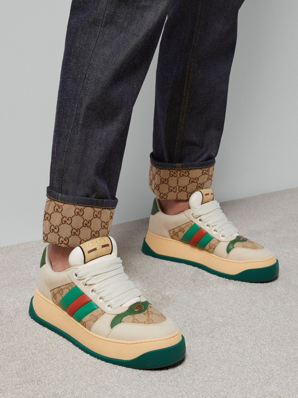 Gucci Screener Web GG Leather Sneakers - 5
