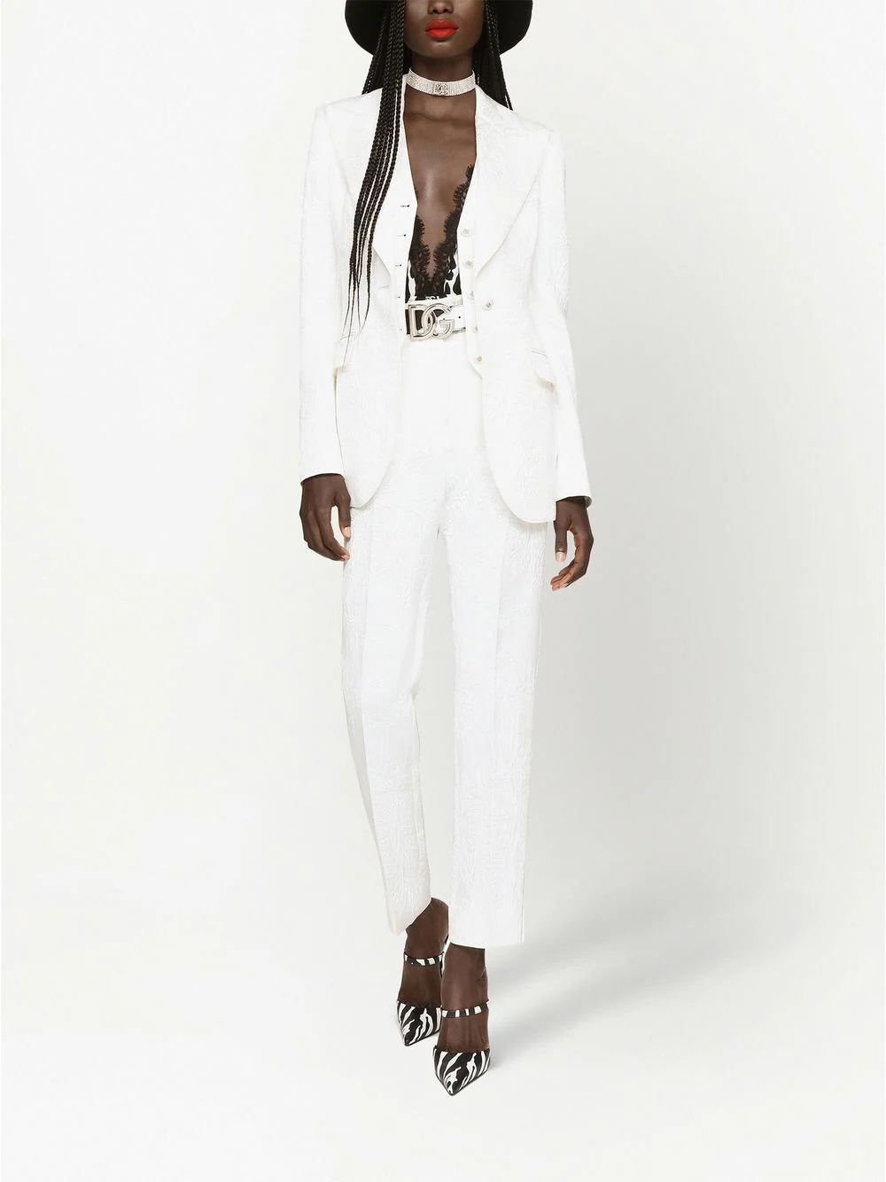 floral jacquard tailored trousers - 2
