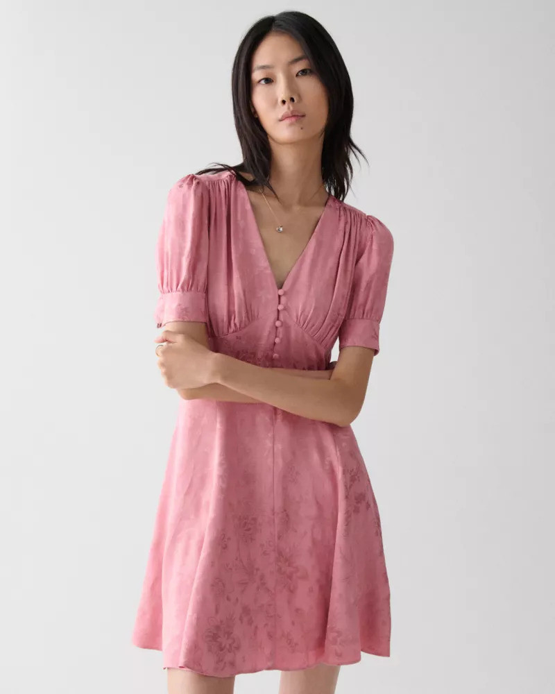 kate spade Fluid Jacquard Puff Sleeve Mini Dress outlook