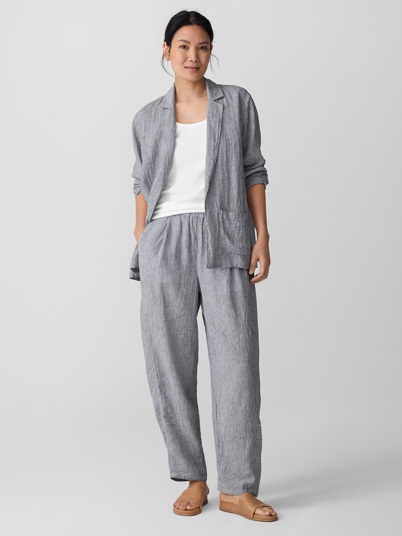 Puckered Organic Linen Stripe Blazer 3