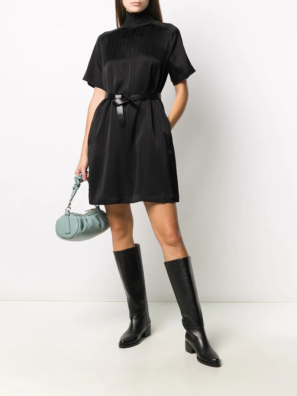 mock neck shift dress - 2