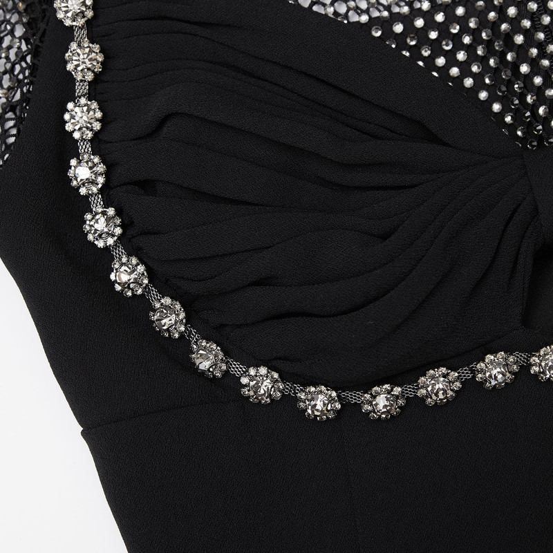 Black Crepe And Hotfix Midi Dress 5