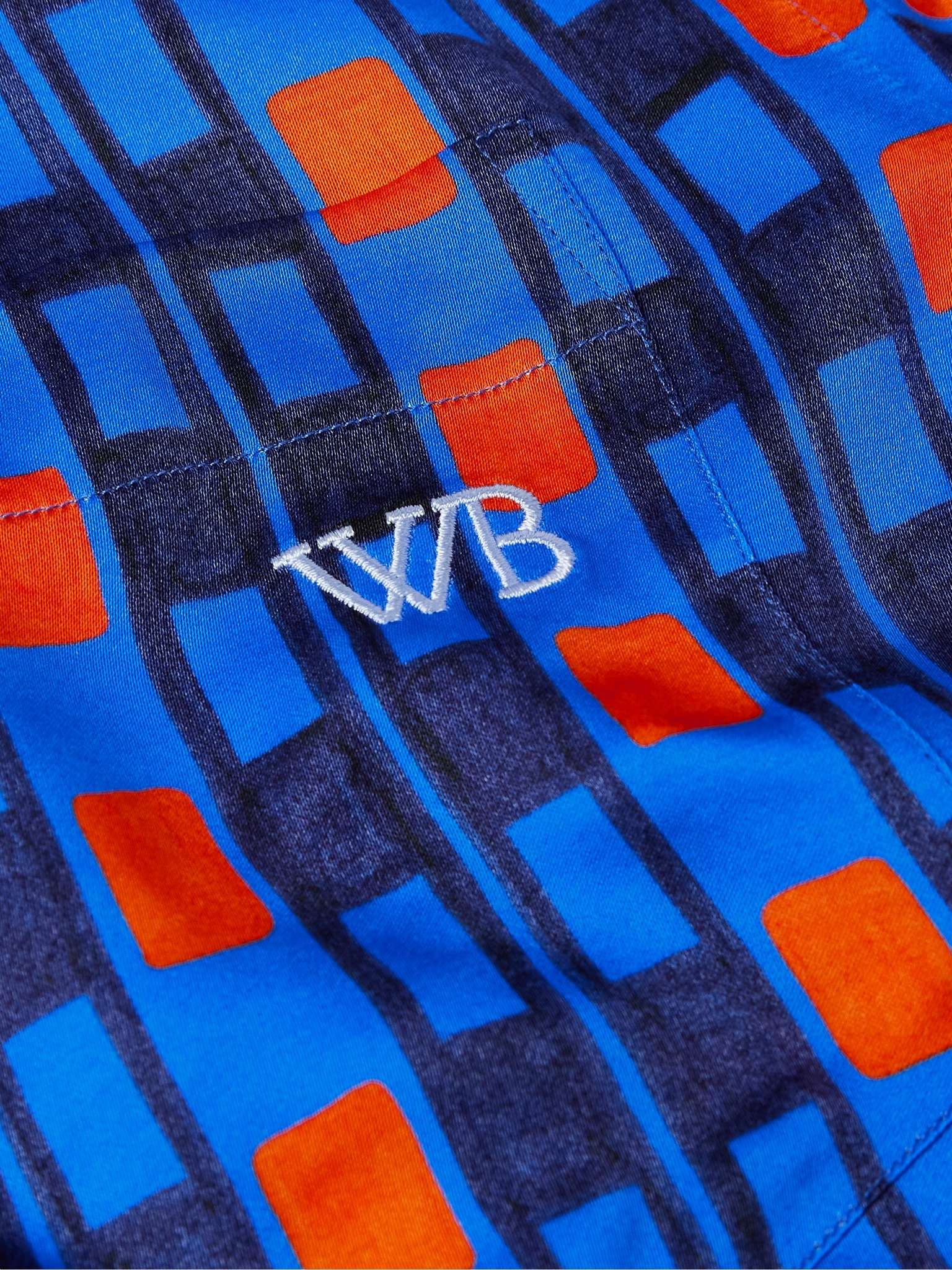 Camp-Collar Logo-Embroidered Printed Satin Shirt - 4