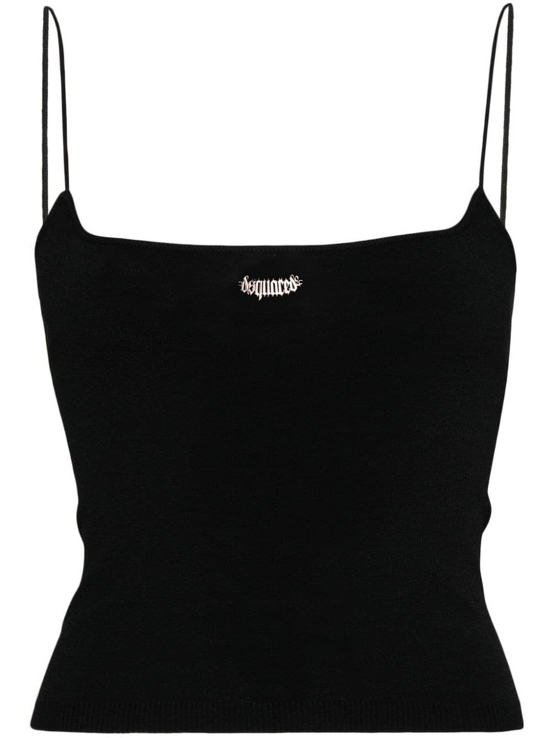 logo-plaque knitted crop top 1