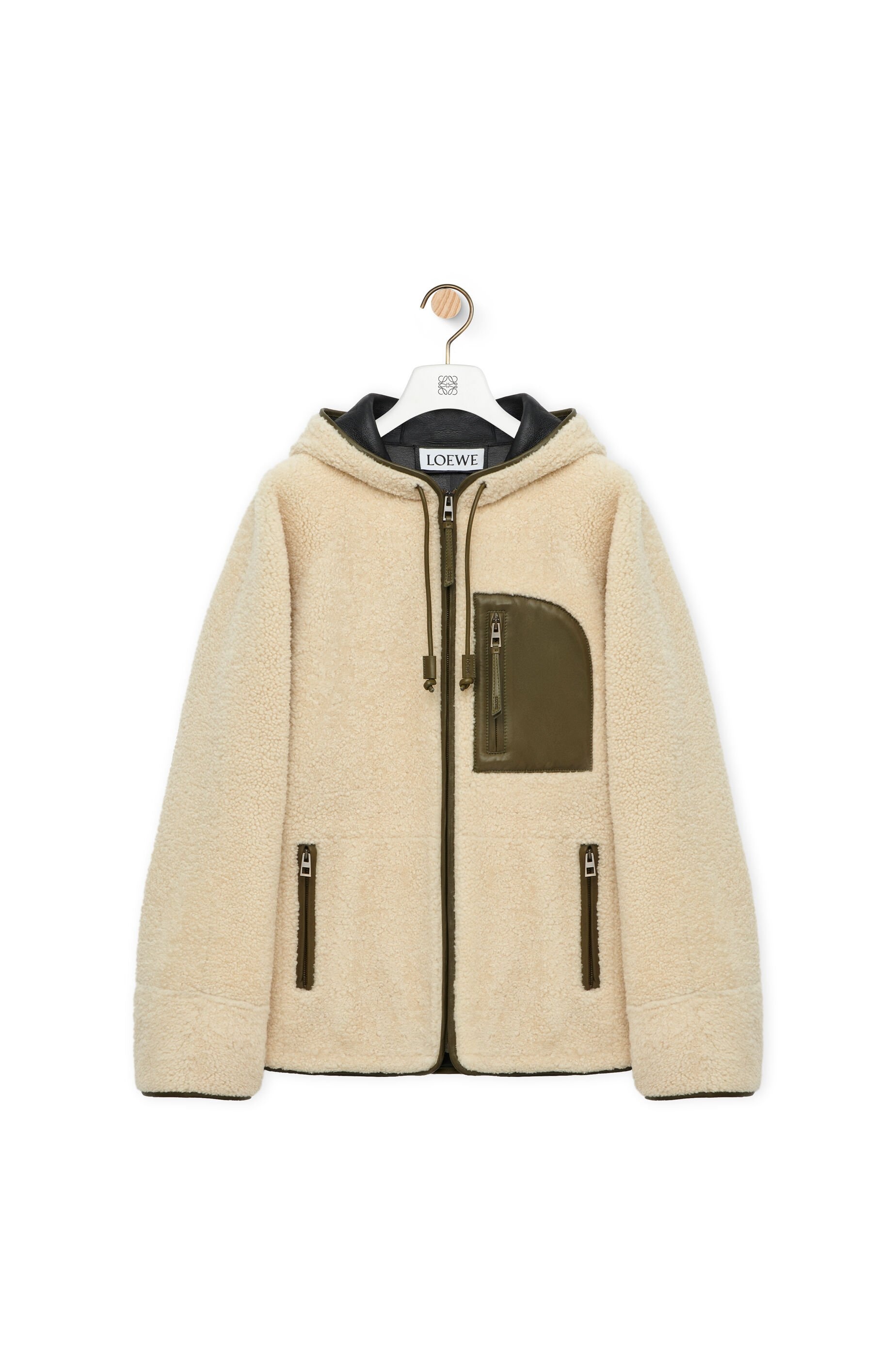 Hooded jacket in shearling - 1