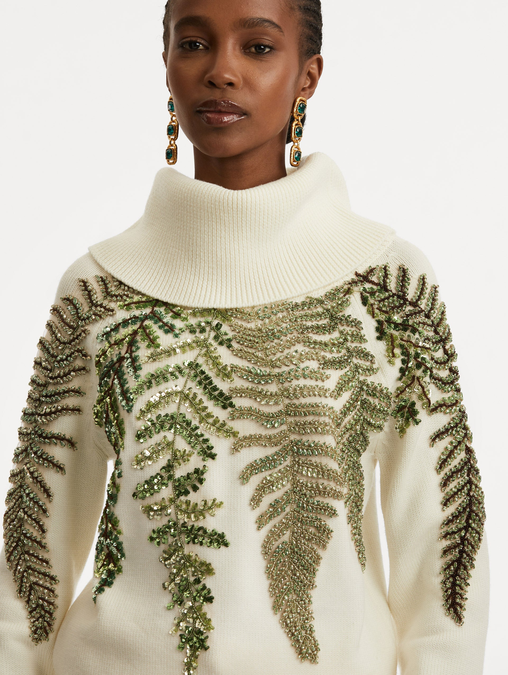 FERN CRYSTAL EMBROIDERED TURTLENECK - 6