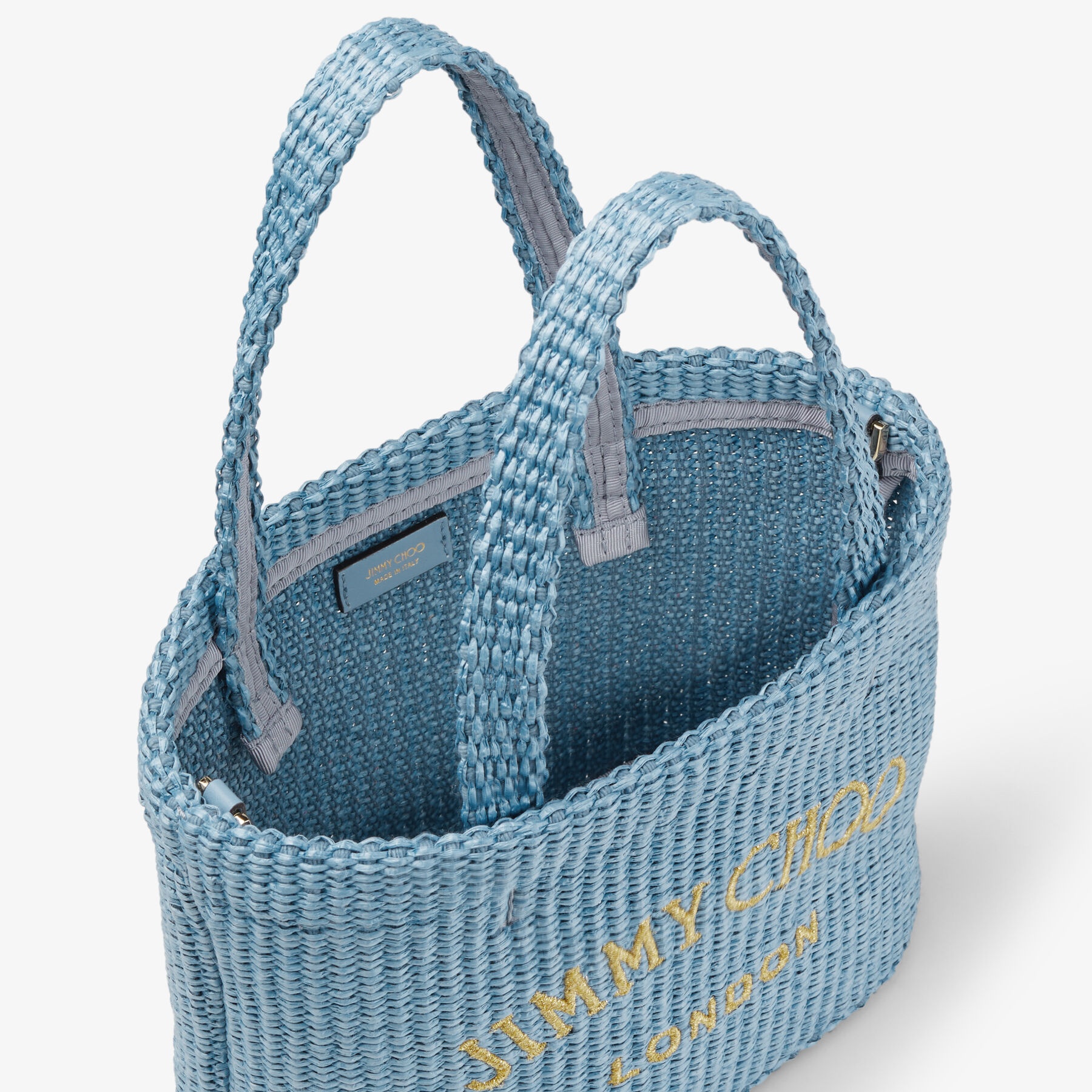Beach Tote Mini
Smoky Blue Raffia Mini Tote Bag with Jimmy Choo Embroidery - 4