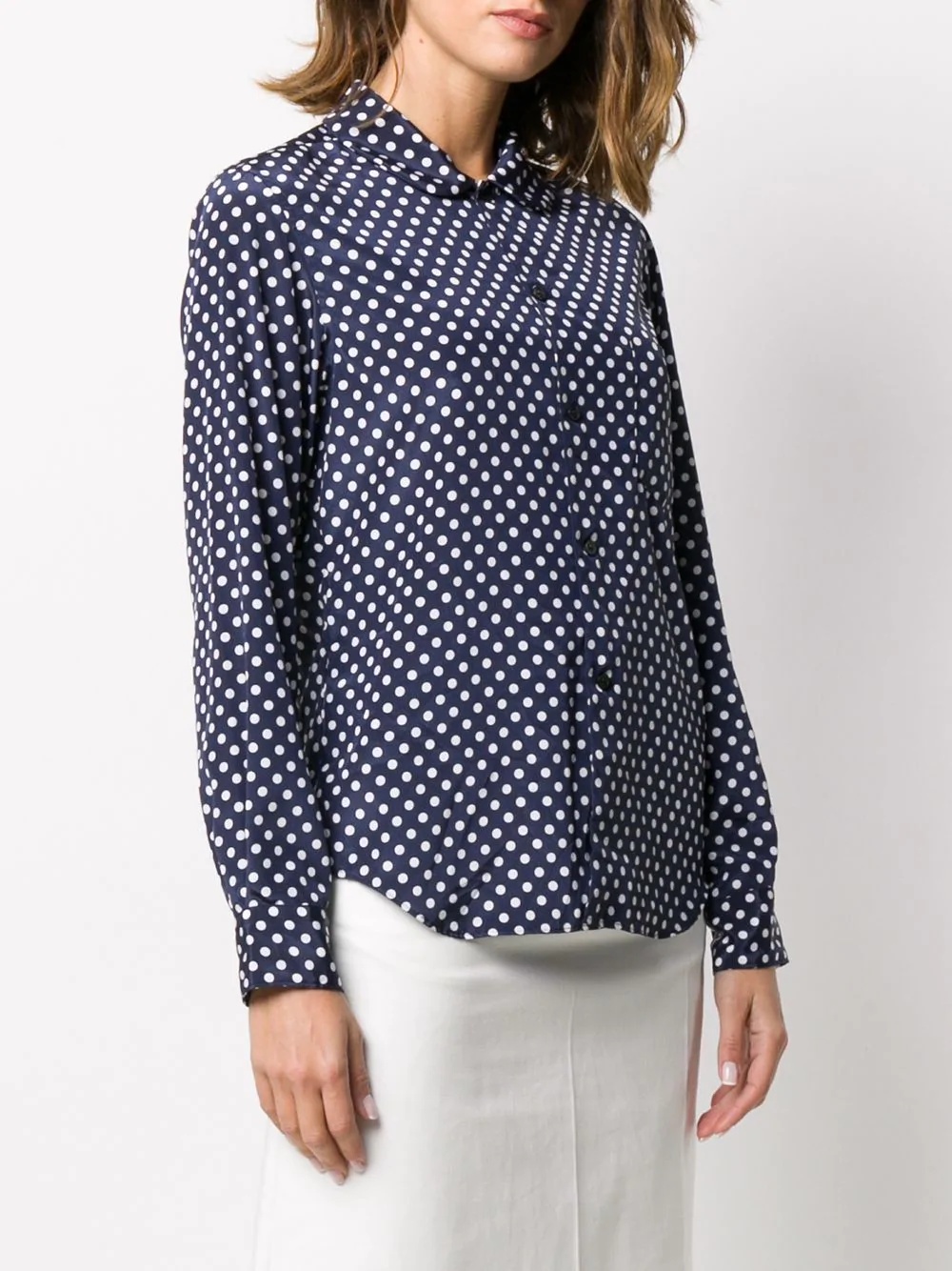 polka-dot long-sleeve blouse - 3