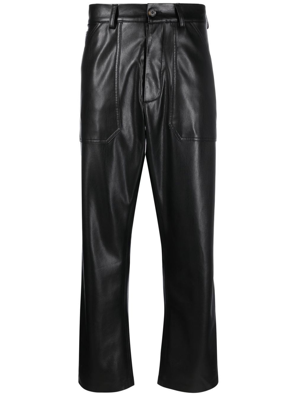 faux-leather straight-leg trousers - 1