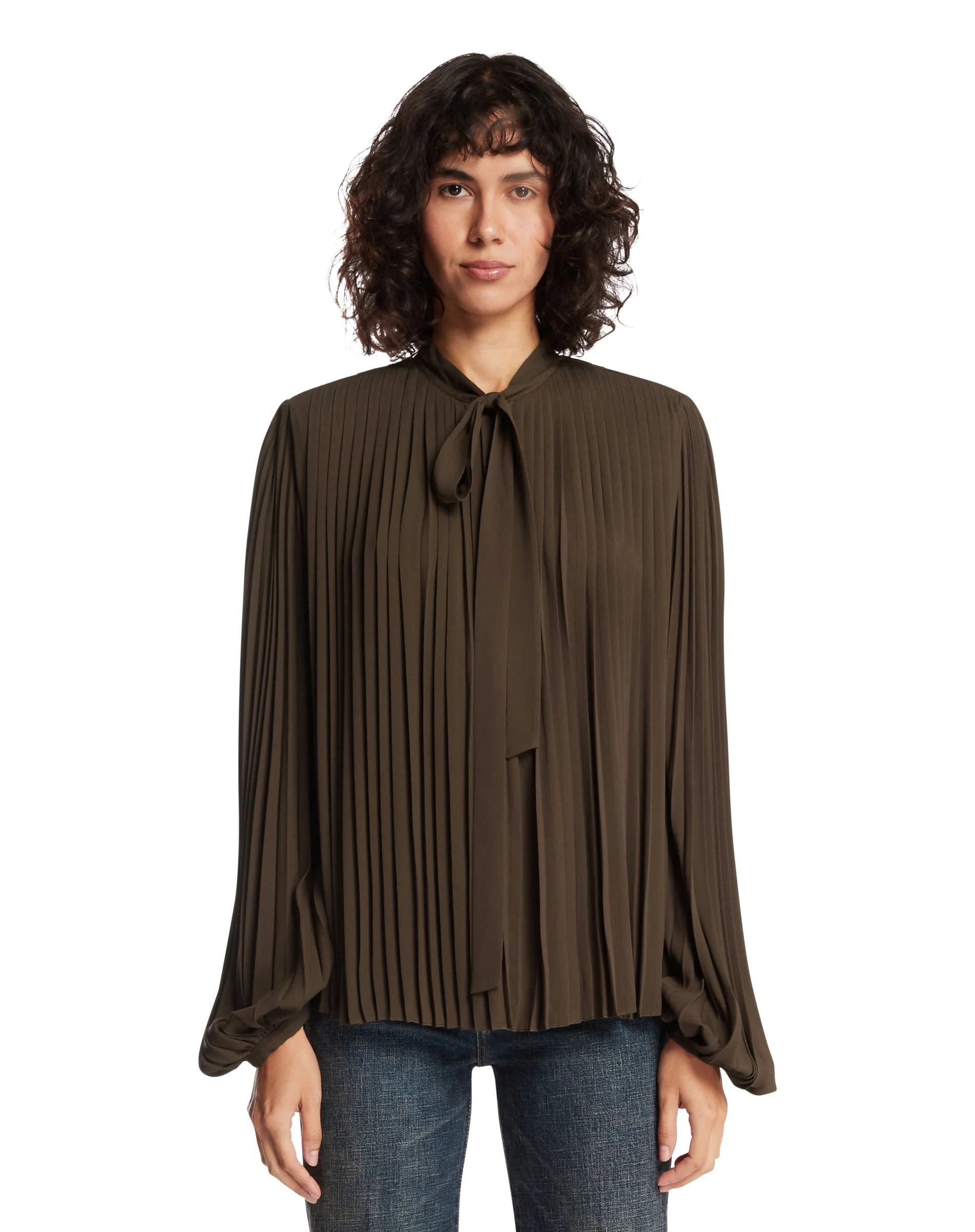 White Viscose Lavalliere Shirt - 1