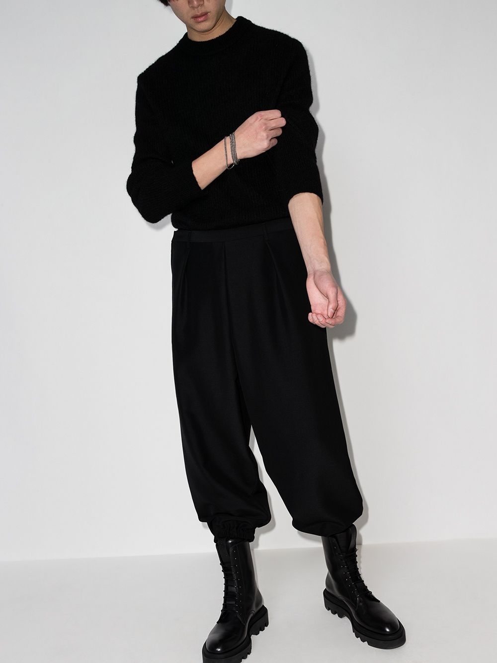 cropped wool-blend trousers - 5