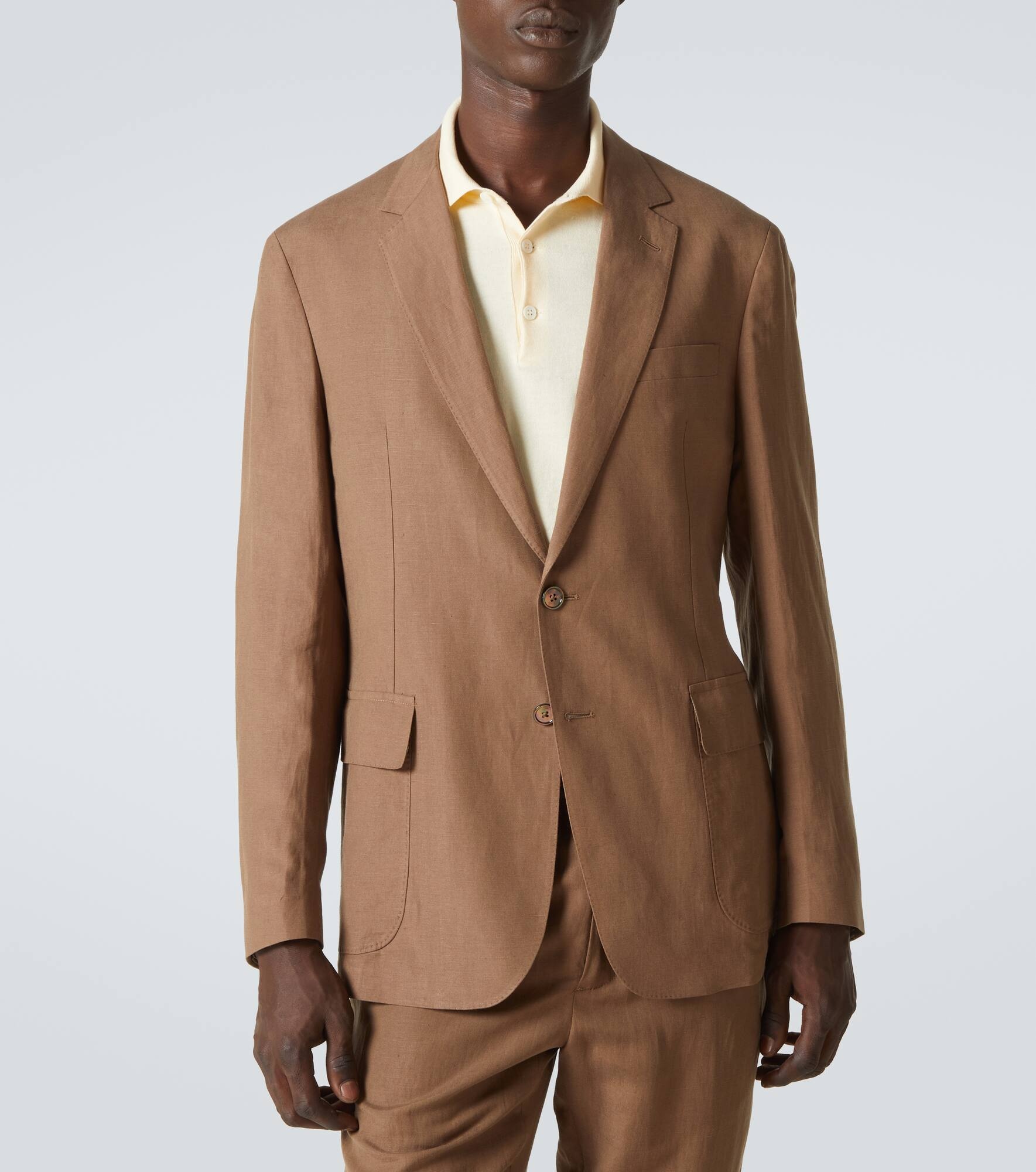 Single-breasted silk and linen blazer - 3