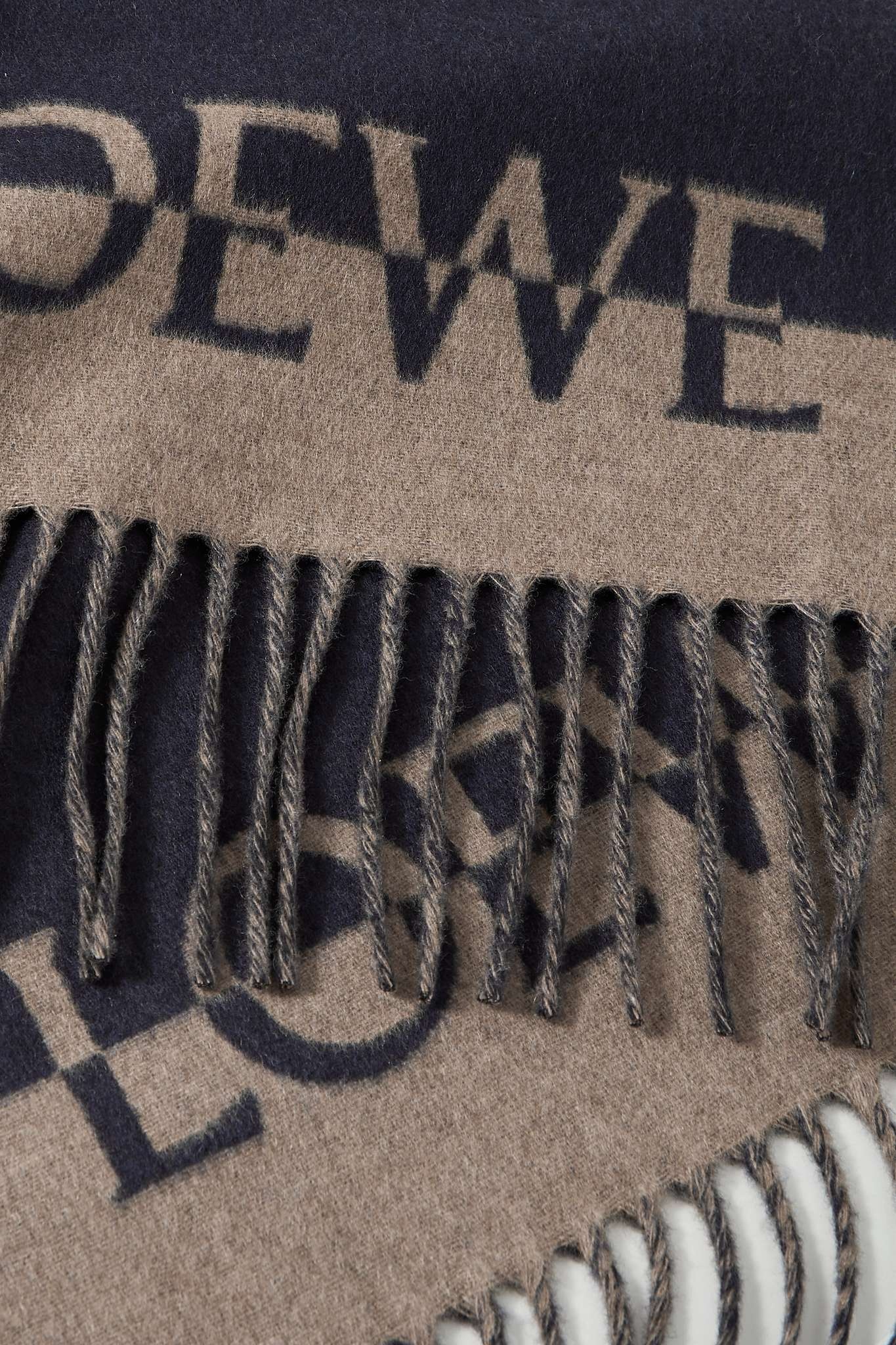 Fringed logo-jacquard wool and cashmere-blend scarf - 3