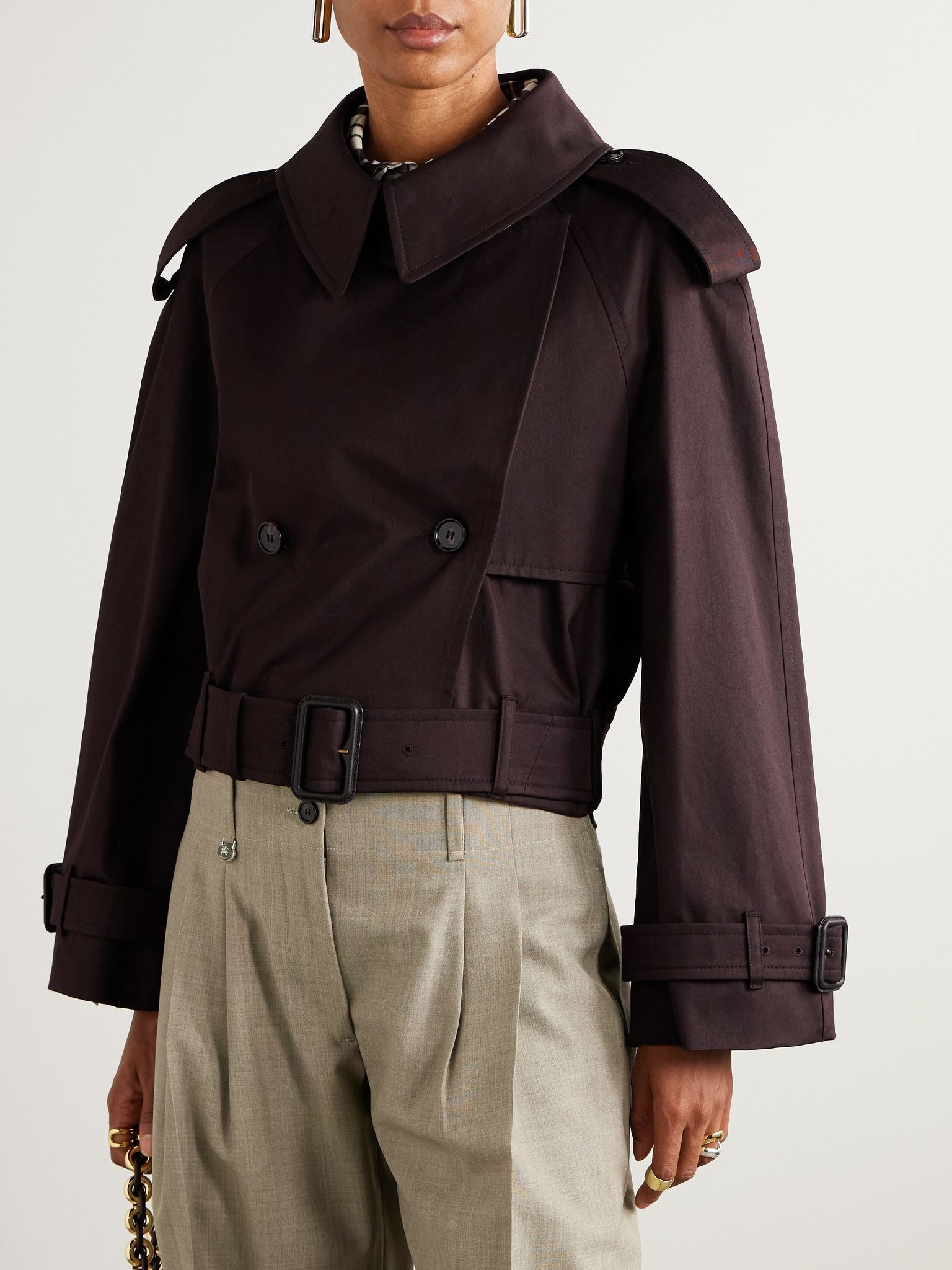 Dolebury cropped cotton-gabardine trench coat Brown - 3