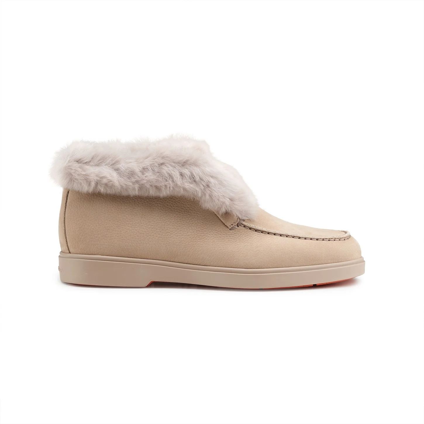 Women's dove grey suede desert boot with fur - 1