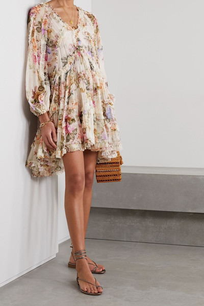 Zimmermann Brighton ruffled floral-print crepon mini dress outlook