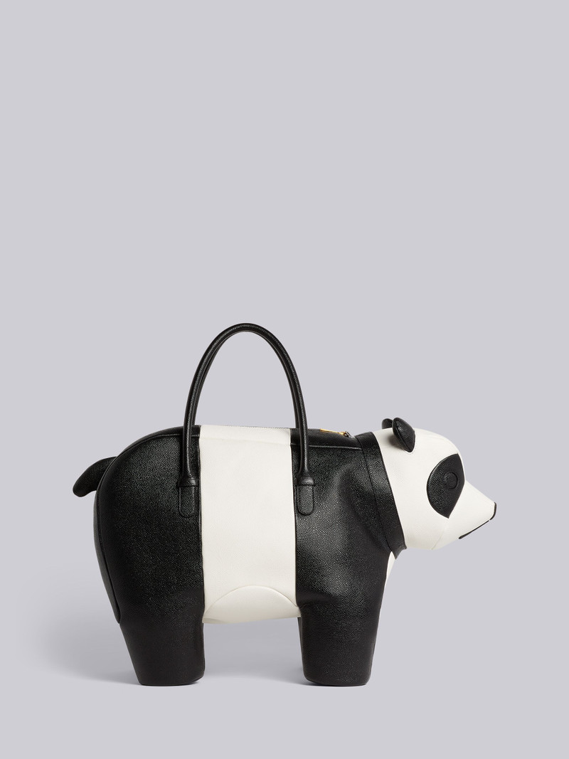 Black and White Pebble Grain Leather Panda Bag 4