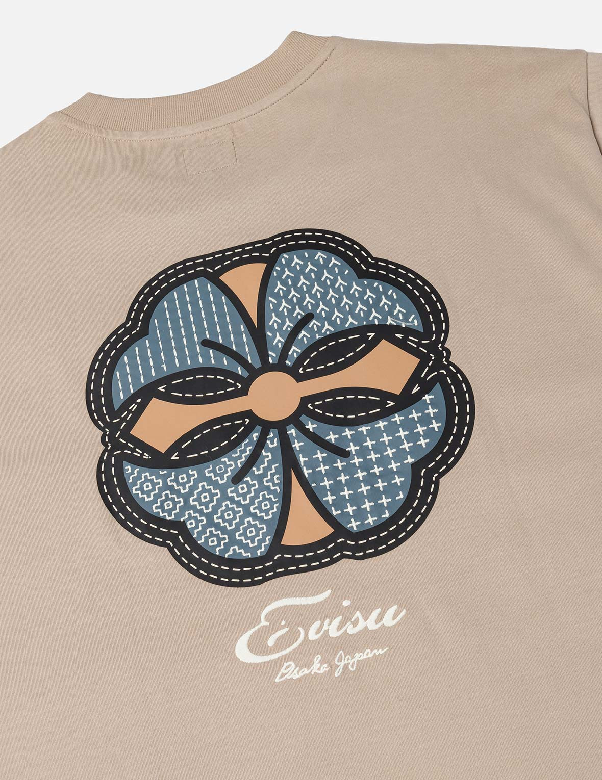 Sashiko-style Kamon Print Fashion Fit 2-in-1 Design Long-sleeve T-shirt - 7
