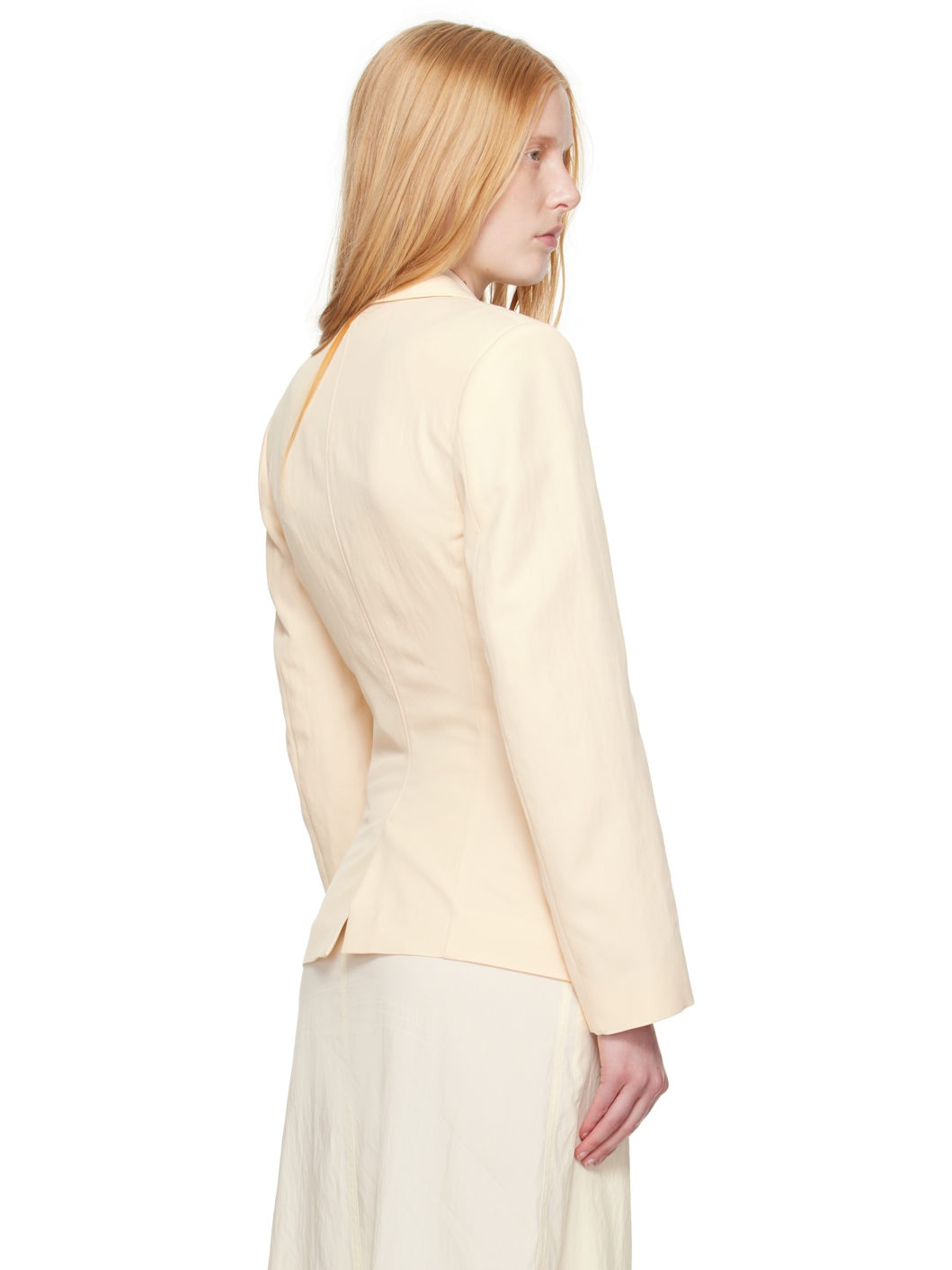 Off-White Single-Breasted Fitted Tailored Blazer - 3
