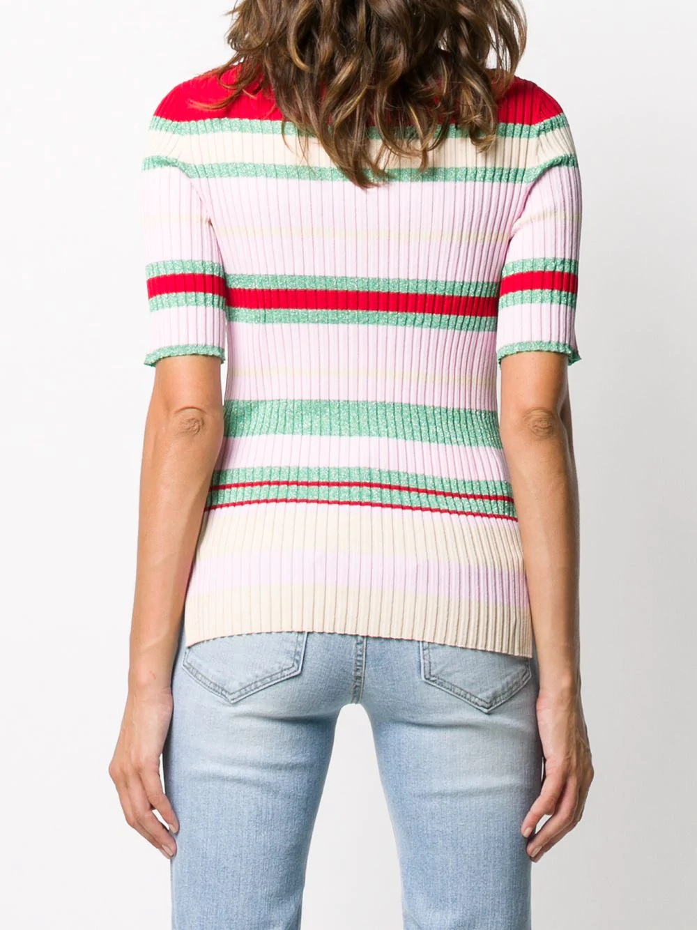 striped mock-neck ribbed top - 4